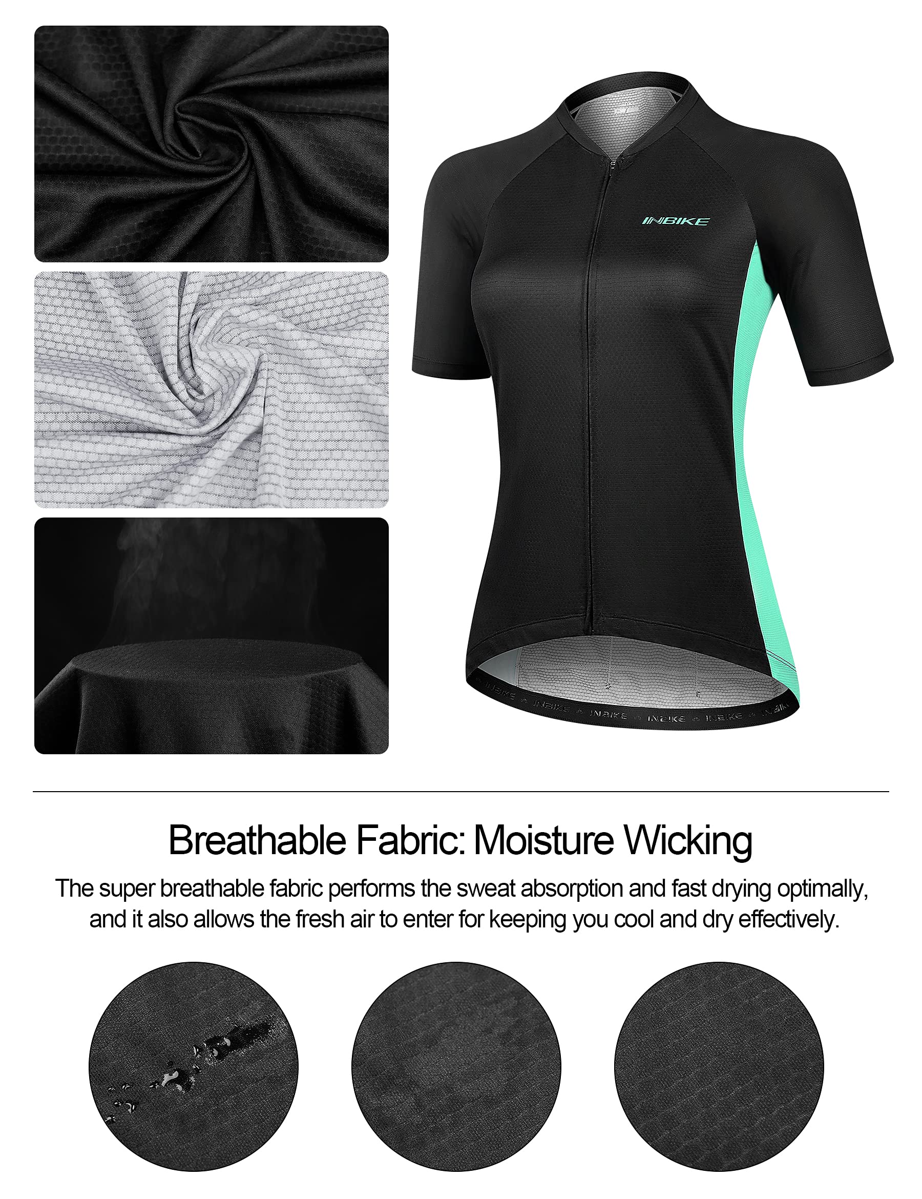 INBIKE Maillot de Ciclismo Profesional para Mujer Verano Secado Rápido Bicicleta Carretera Slim Fit Rosa MTB