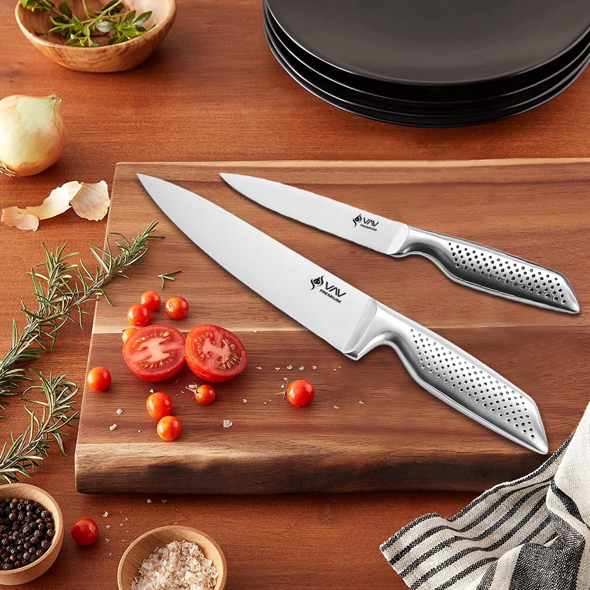 V A V PREMIUM 5-inch Utility Knife. Comfortable and Pleasing Handle and Professional Stainless Steel with Long-Lasting Sharpness.
