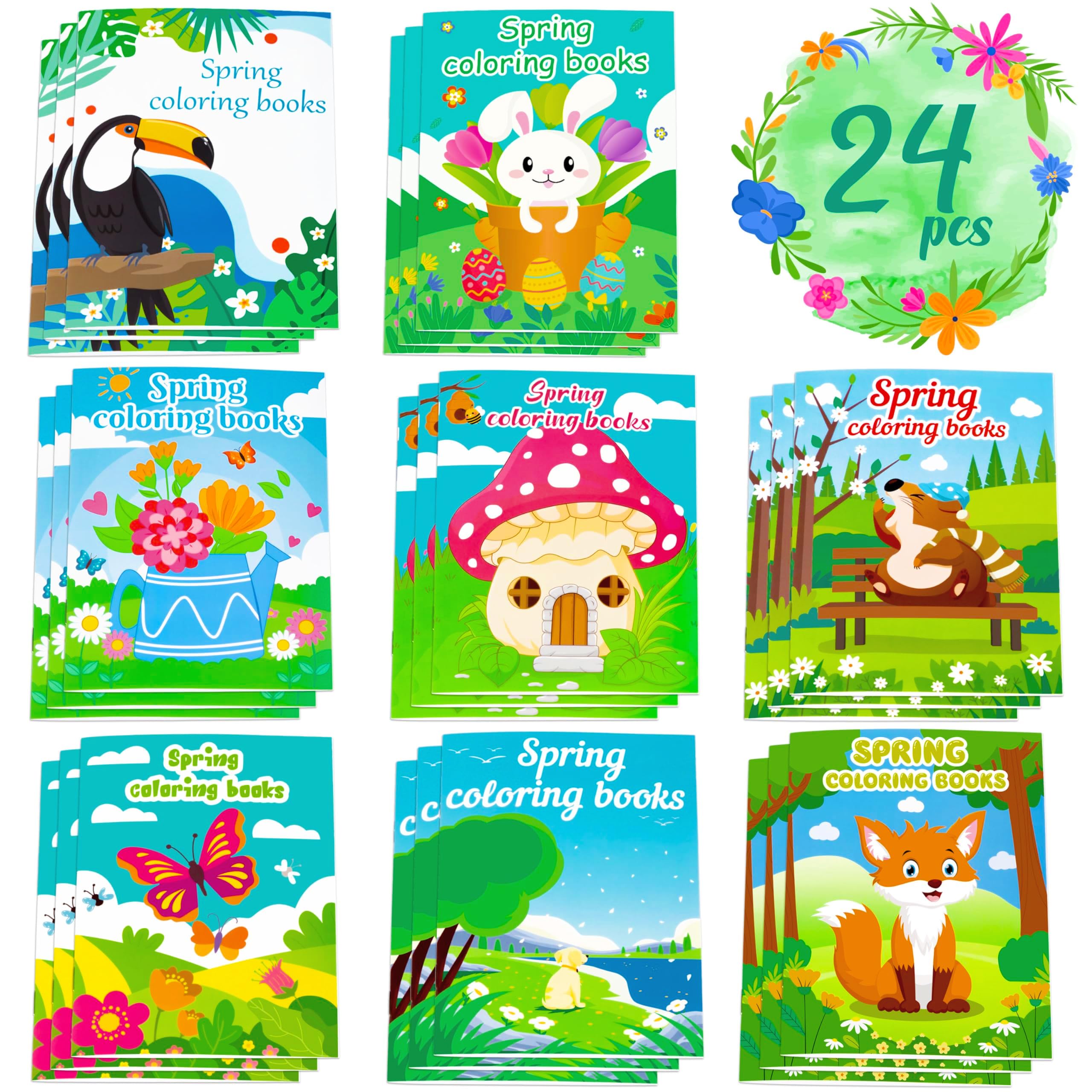 90shine 24PCS Coloring Books for Ages 2-4 3-5 4-8, Spring Easter Party Favors in Bulk Basket Stuffers