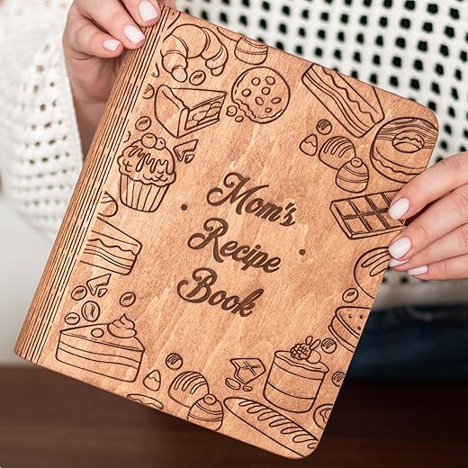ENJOY THE WOOD Wooden Blank Recipe Book Binder - Personalized Recipe Notebook - Family Cookbook Journal Custom Sketchbook To Write In Organizer by Enjoy The Wood (Medium (A5), Cakes)