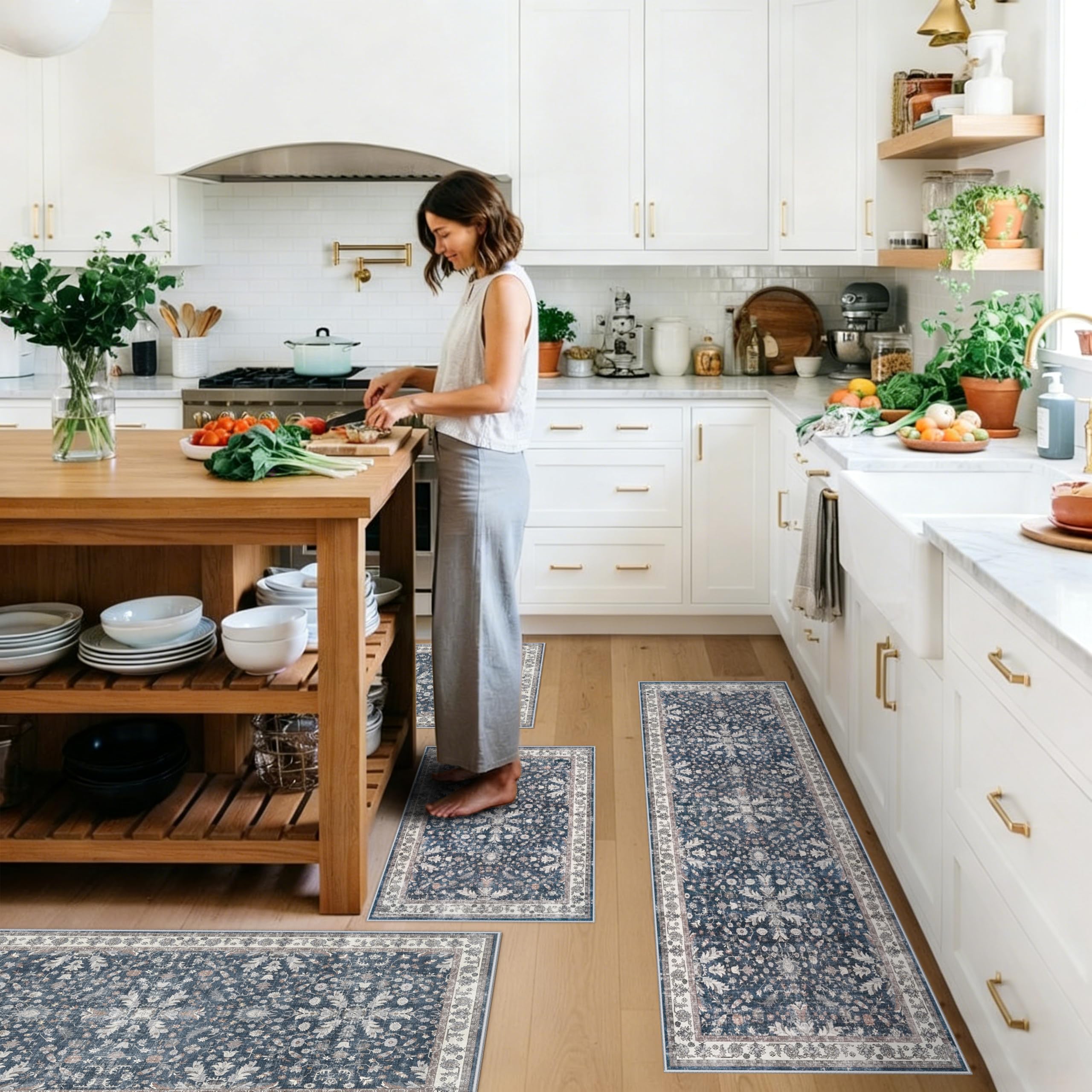 3-Piece Boho Kitchen Rug Set - Non-Slip & Washable -20