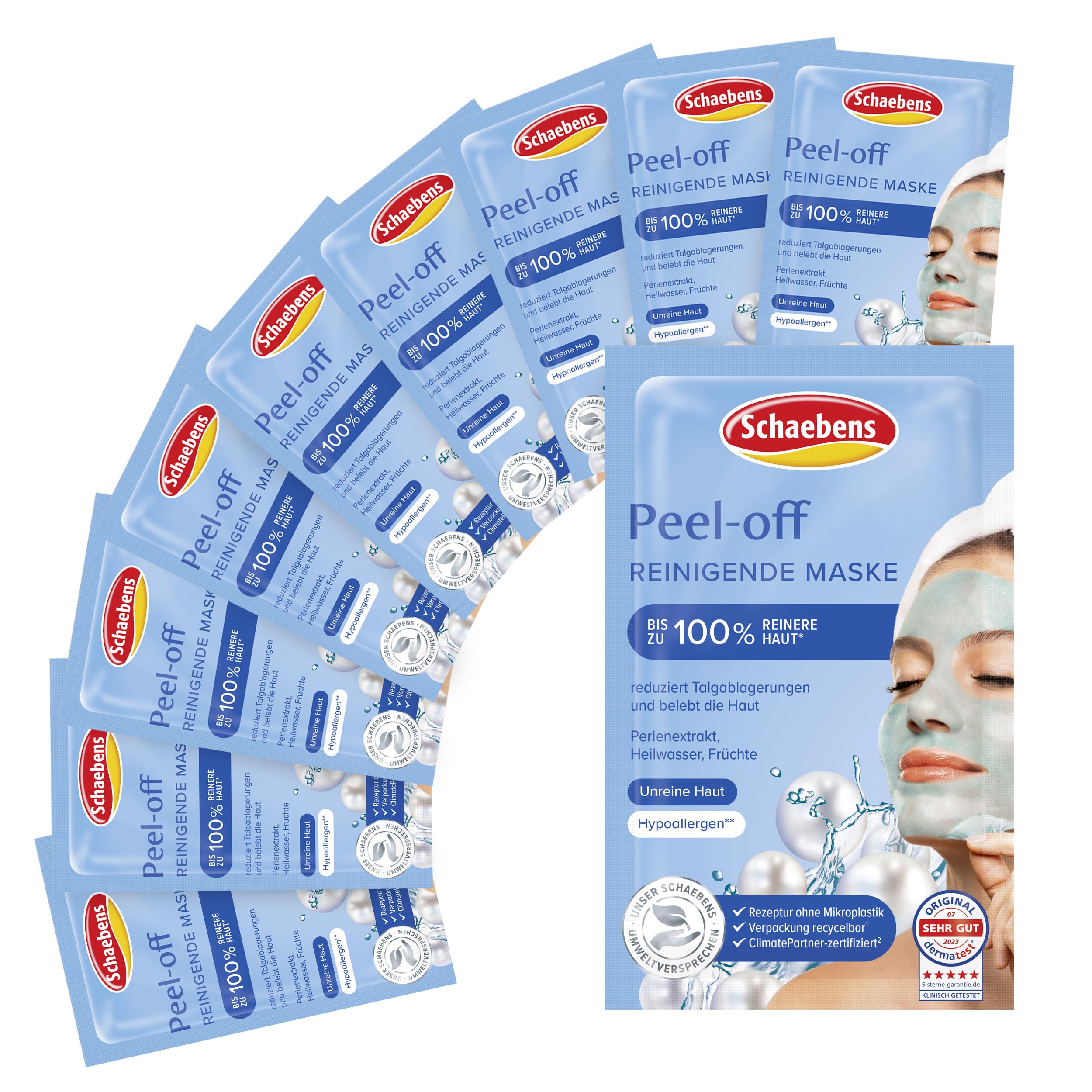 Schaebens HYPOALLERGENIC Peel-off MASK - Deep Cleansing Mask - for 10 Applications (Pack of 10 units. 15 ml per unit)- for all skin types