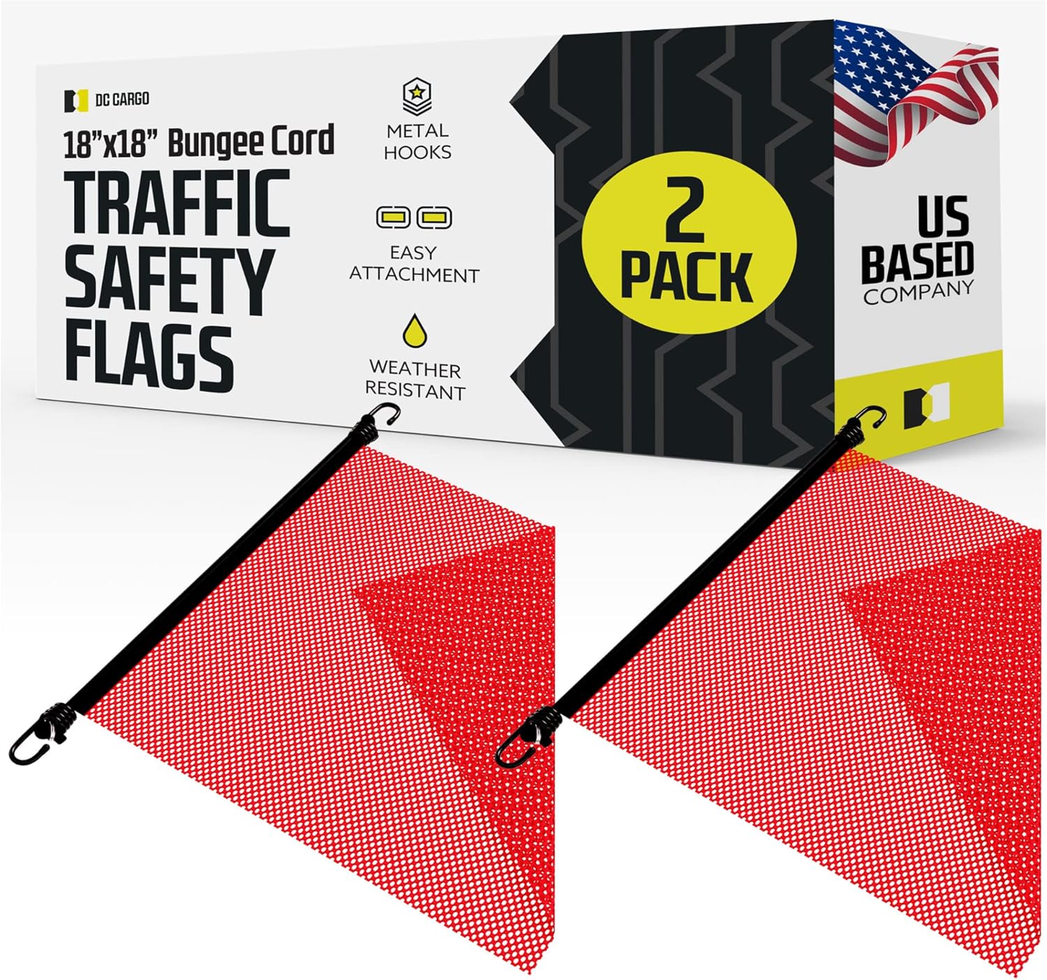 DC Cargo Safety Flag for Oversize Load Trucks (Pack of 2