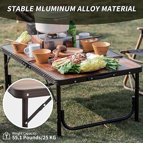 Miniatura 5 de Naturehike Mesa de campamento plegable, mesas portátiles con patas ajustables, 20.87 x 15.75 x 9.05 pulgadas, mesas plegables de pinic con bolsa de