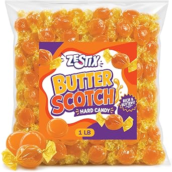 Butterscotch Hard Candy Bulk 1 Lb. Bag Individually Wrapped Approx. 75 Pcs