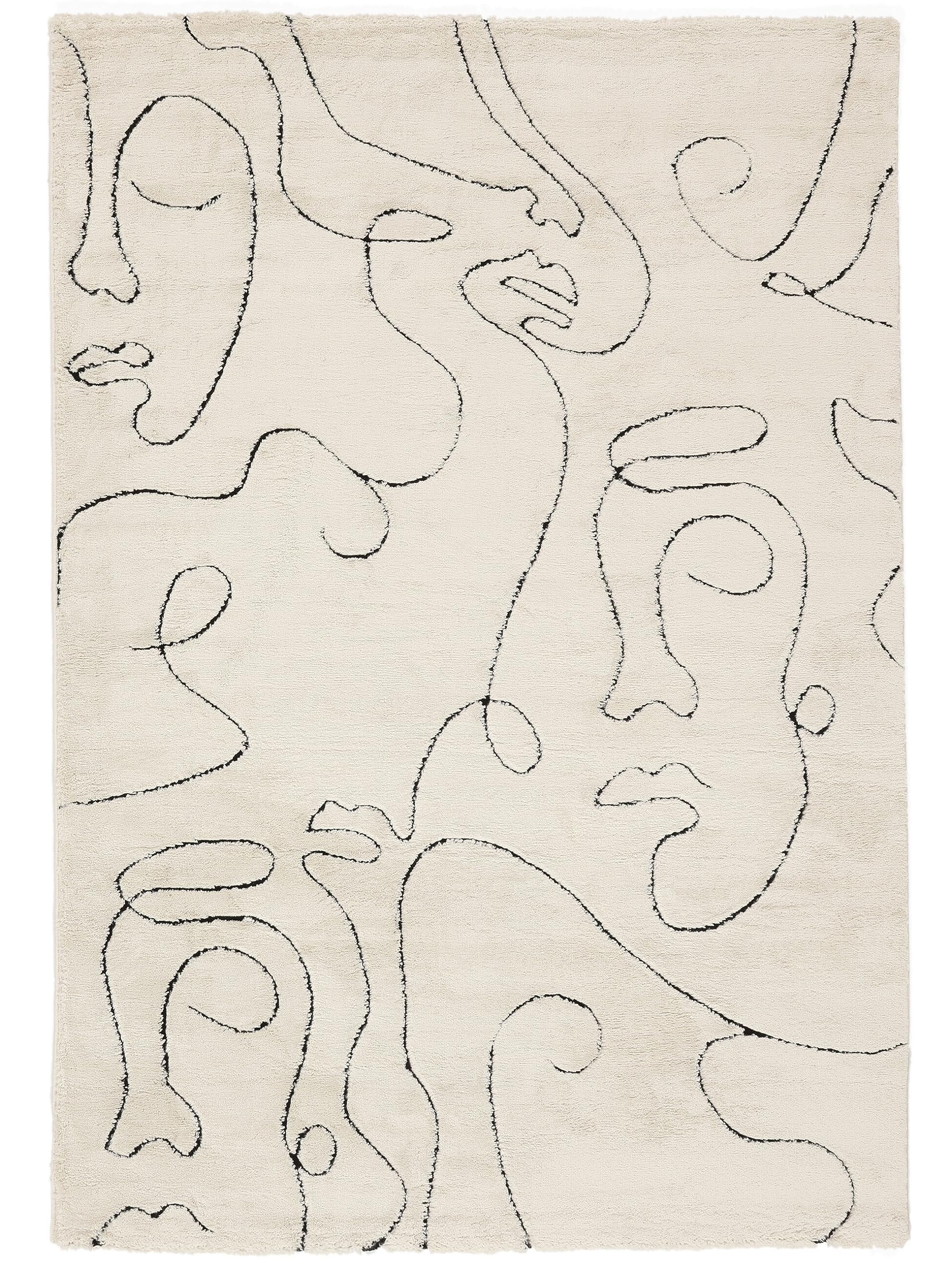 RugVista Line, Alfombra Moderna, Pelo Corto, 200 x 300 cm, Rectangular, Calidad cert. Oeko-Tex Standard 100, Polipropileno, Pasillo, Dormitorio, Cocina, Salón, Comedor, Despacho, Crema/Negro