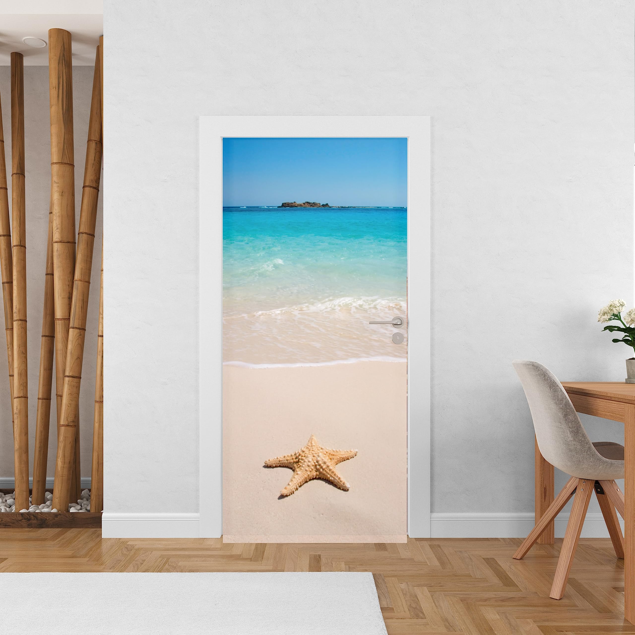 Autocollant Mural Grand Format 85x205 Cm - Coucher De Soleil à La Plage - Marque Tulup