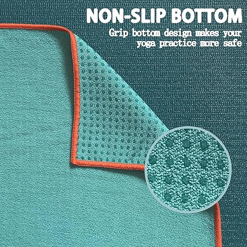 Miniatura 4 de Muka Toalla para esterilla de yoga con punto de agarre, antideslizante, absorbente de sudor, toalla para yoga, pilates, fitness, 72 x 24 pulgadas