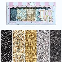 Vista 19 de Confect Surtido de gránulos surtidos - Paquete de 5 grageas plateadas, doradas, blancas, azules y azúcar rosa brillante para decoración de pasteles