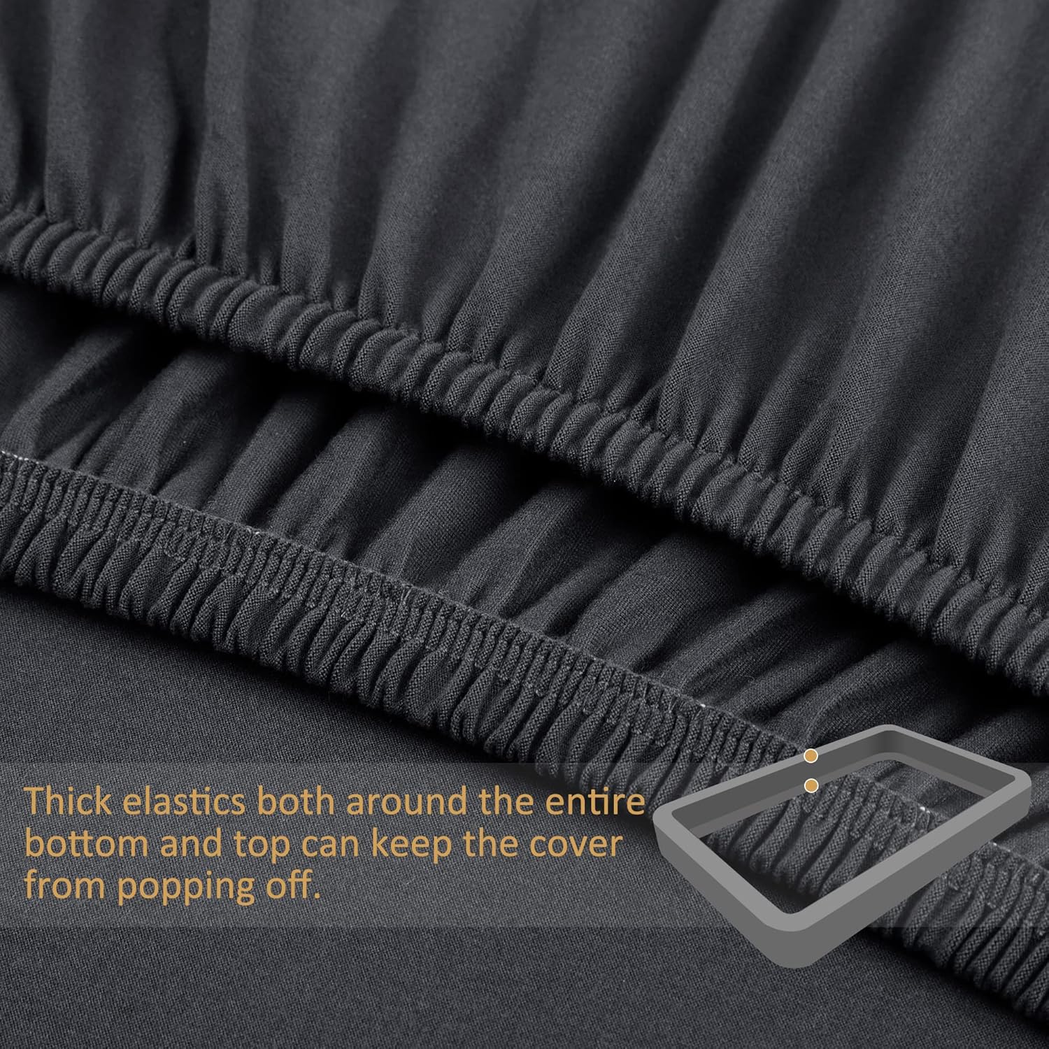 PiccoCasa Box Spring Cover Stretchy Fabric Wrap Around 4 Sides Bed Skirt Wrinkle Free for Home, Elastic Mattress Cover Fits Mattress Up to 14 Queen Slate Grey