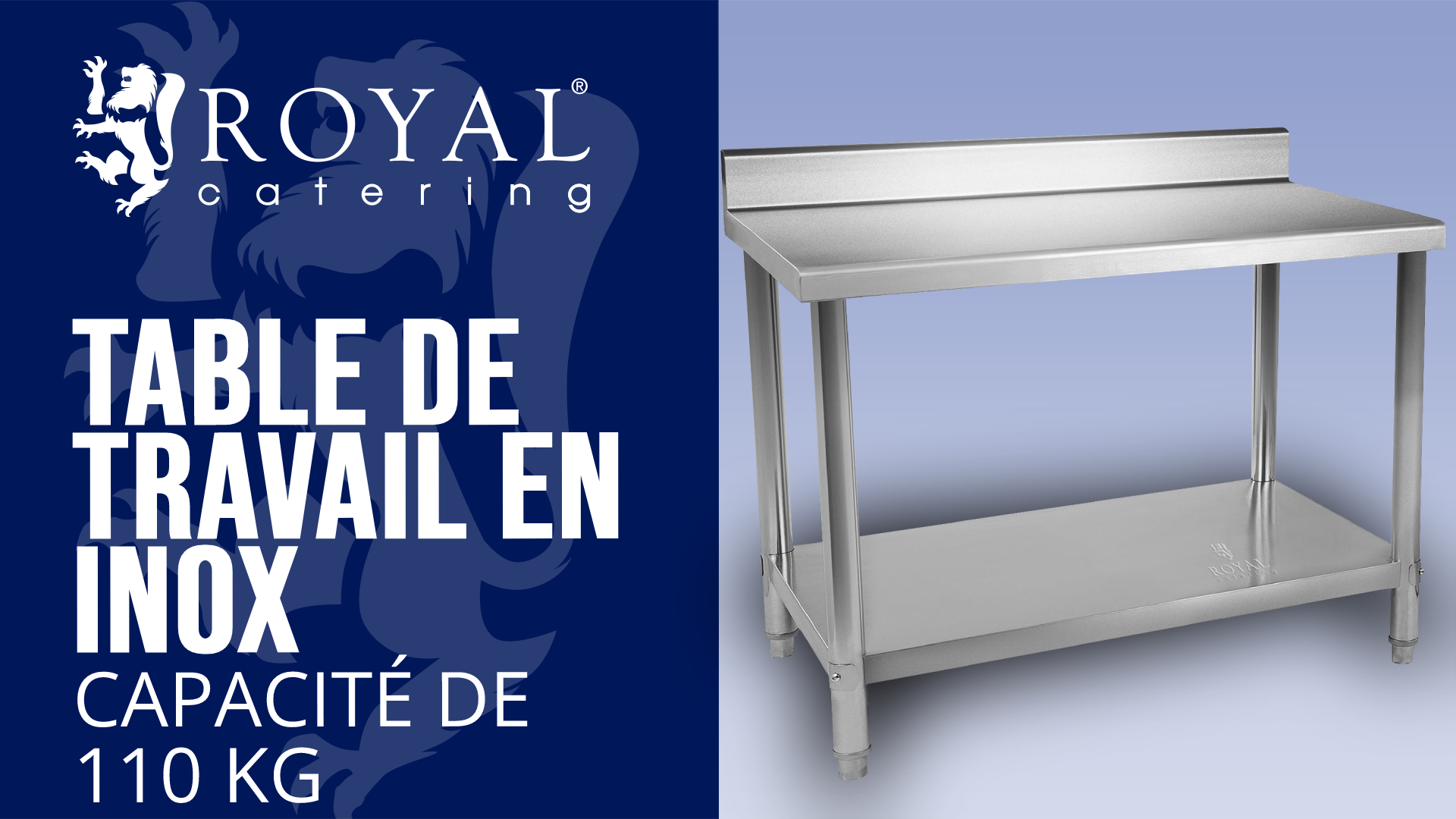 Table de travail inox - 120 x 60 cm - Capacité de 91 kg - Royal