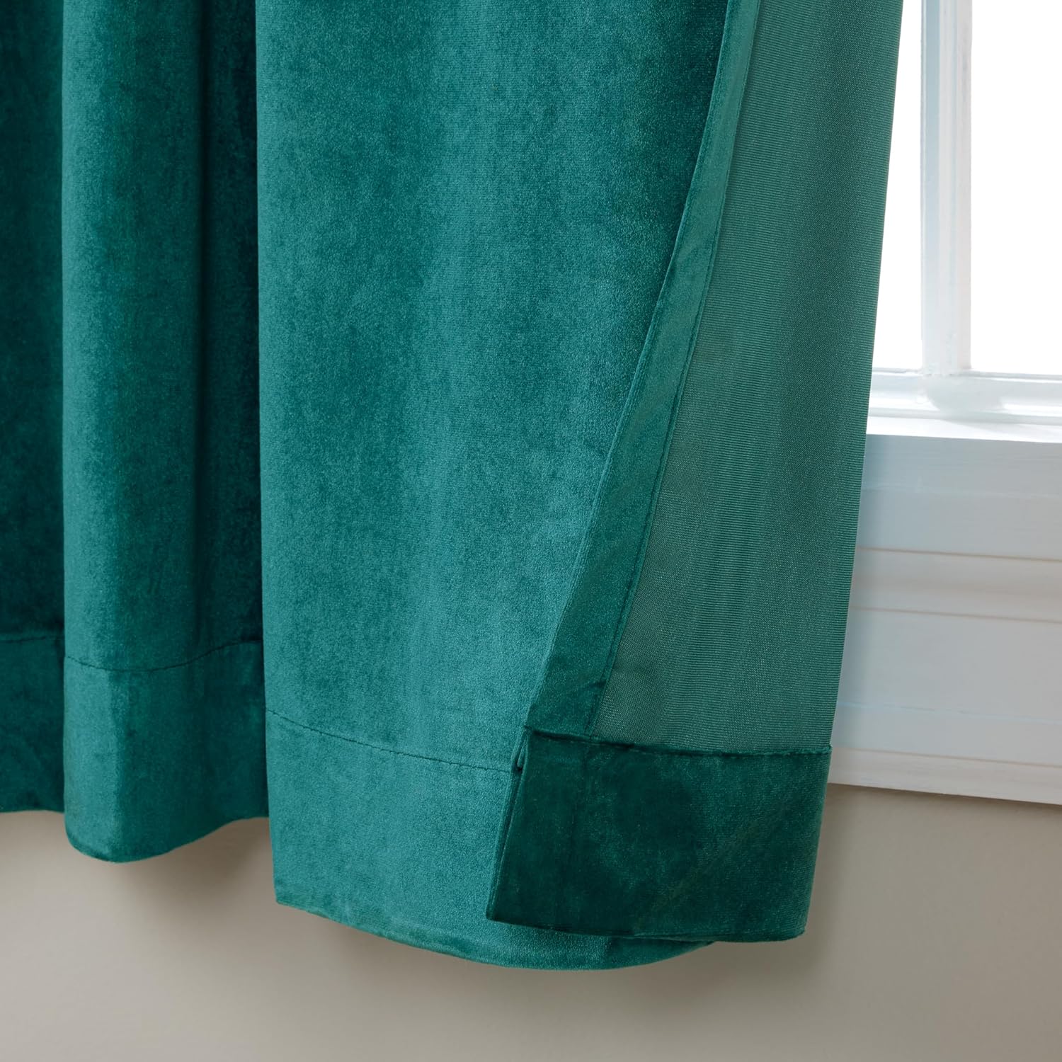 TOWN & COUNTRY LUXE Velour Solid Heavyweight Indoor Curtains, Light Filtering Opacity, Triple Pinch Pleat Top, Plush Velvet, 2-Pack Set, 27"x84", Teal Teal 27"W x 84"L (Pack of 2)
