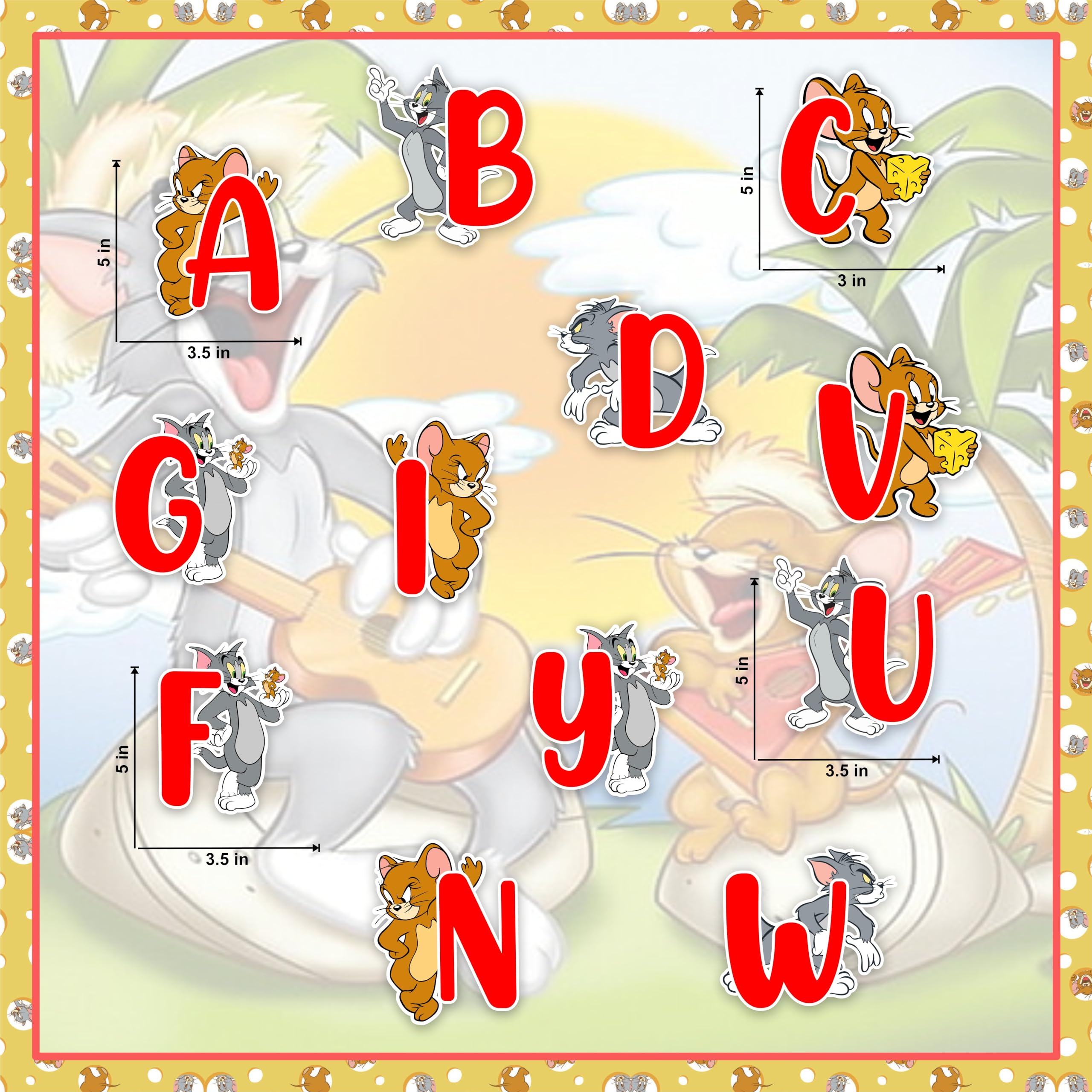Seyal® Tom & Jery A - Z Alphabet Wall Sticker, Tom & Jerry a - Z Alphabet Wall Sticker, Small - Image 2