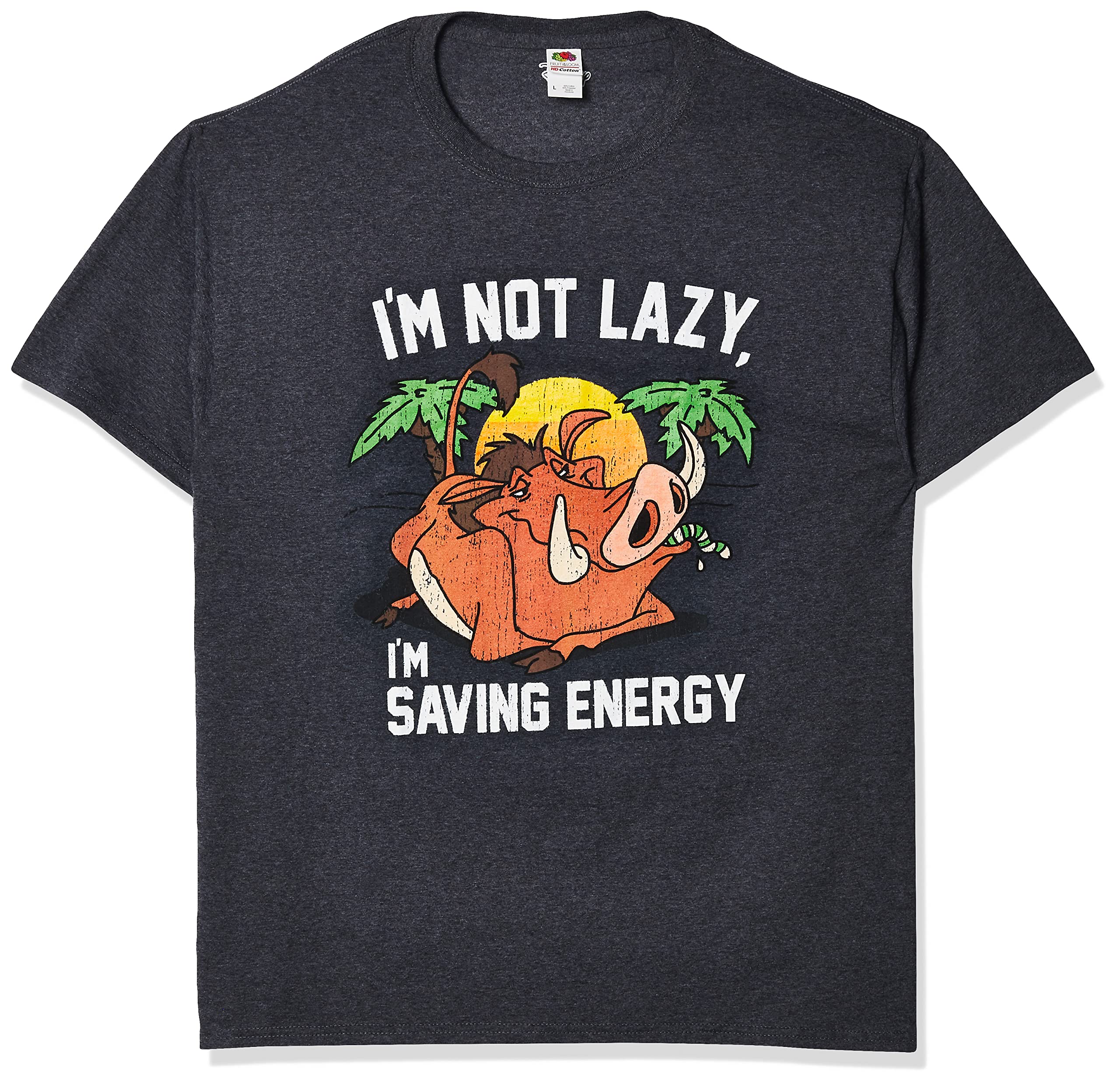 DisneyMen's Lion King Pumba Not Lazy Saving Energy Graphic T-shirt Shirt