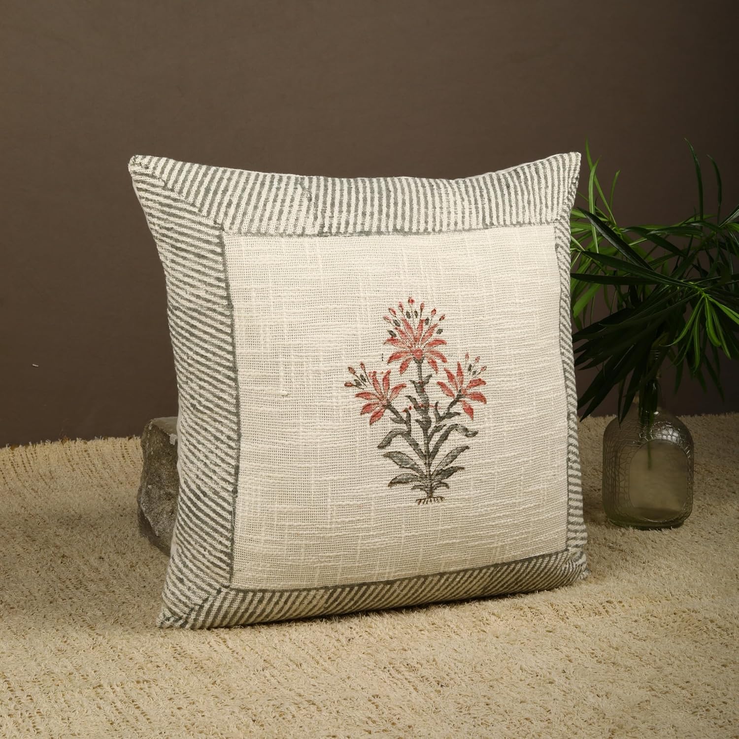 Trade Star Modern Decorative Cushion Case 100% Cotton Throw Pillow Cover Handmade Cushion Cover Beautiful Premium Cotton Hand Block Printed Pillow Cases 18x18 Inches (Pattern 2)