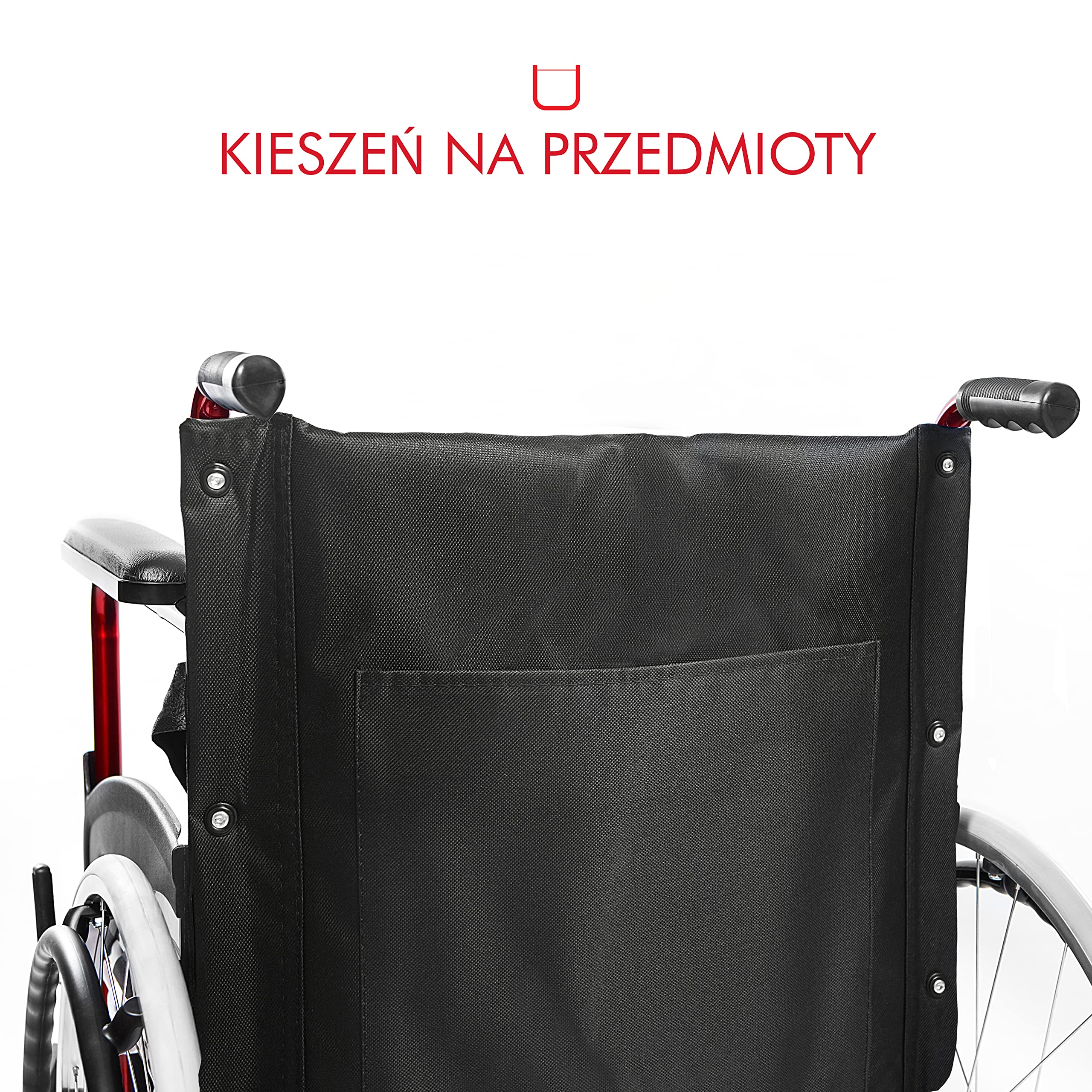 AIESI® Wózek Inwalidzki lekki składany dla osób niepełnosprawnych i starszych AGILA BASIC, Naprawiono podłokietniki i podnóżek, pas bezpieczeństwa, Gwarancja 24 miesiące