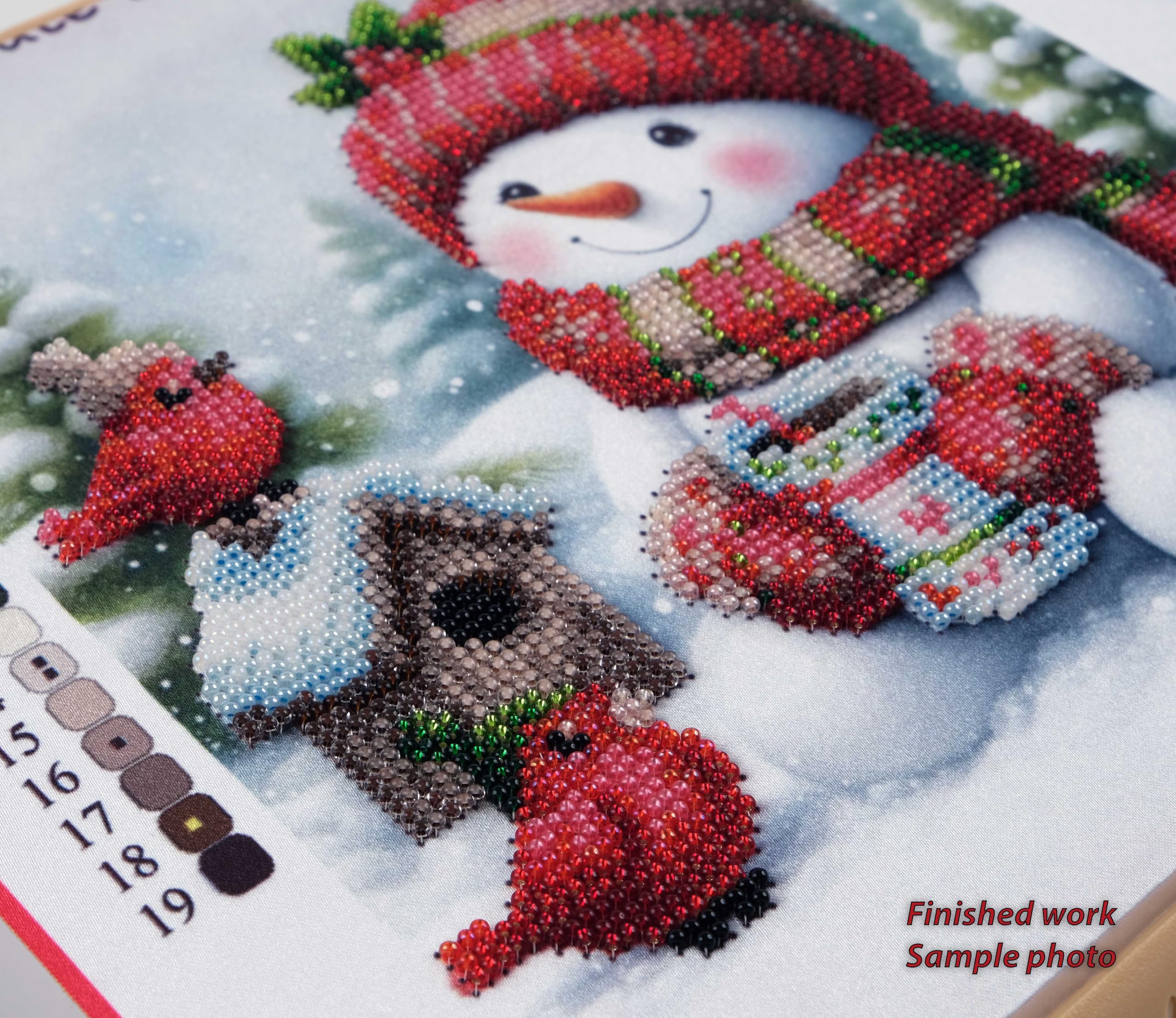 AllAboutEmbroideryUA Kit de bordado de cuentas, bonito muñeco de nieve DA-1110 con cuentas de punto de cruz, kit de costura de cuentas de Navidad