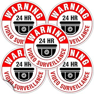 (Set of 5) Warning 24 HR Video Surveillance Sign - 4.5