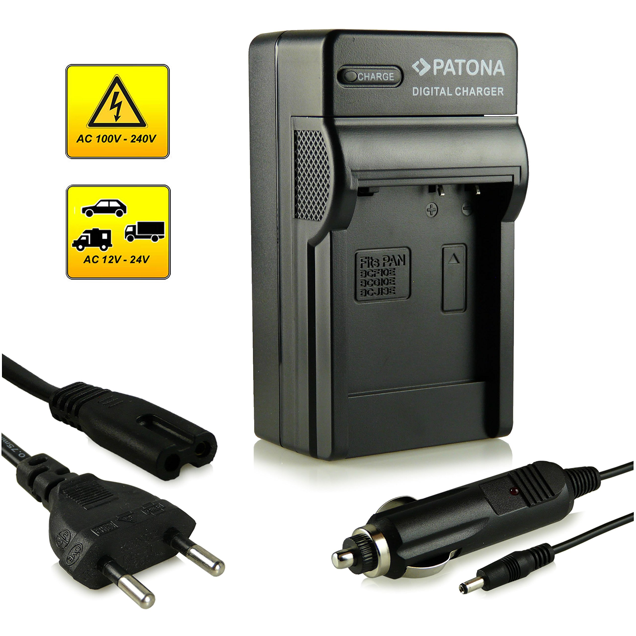 PATONA 3en1 Chargeur pour DMW-BCG10E Batterie Compatible avec Panasonic Lumix DMC-FT1 DMC-TZ10 DMC-TZ20 DMC-ZS1 DMC-ZX3