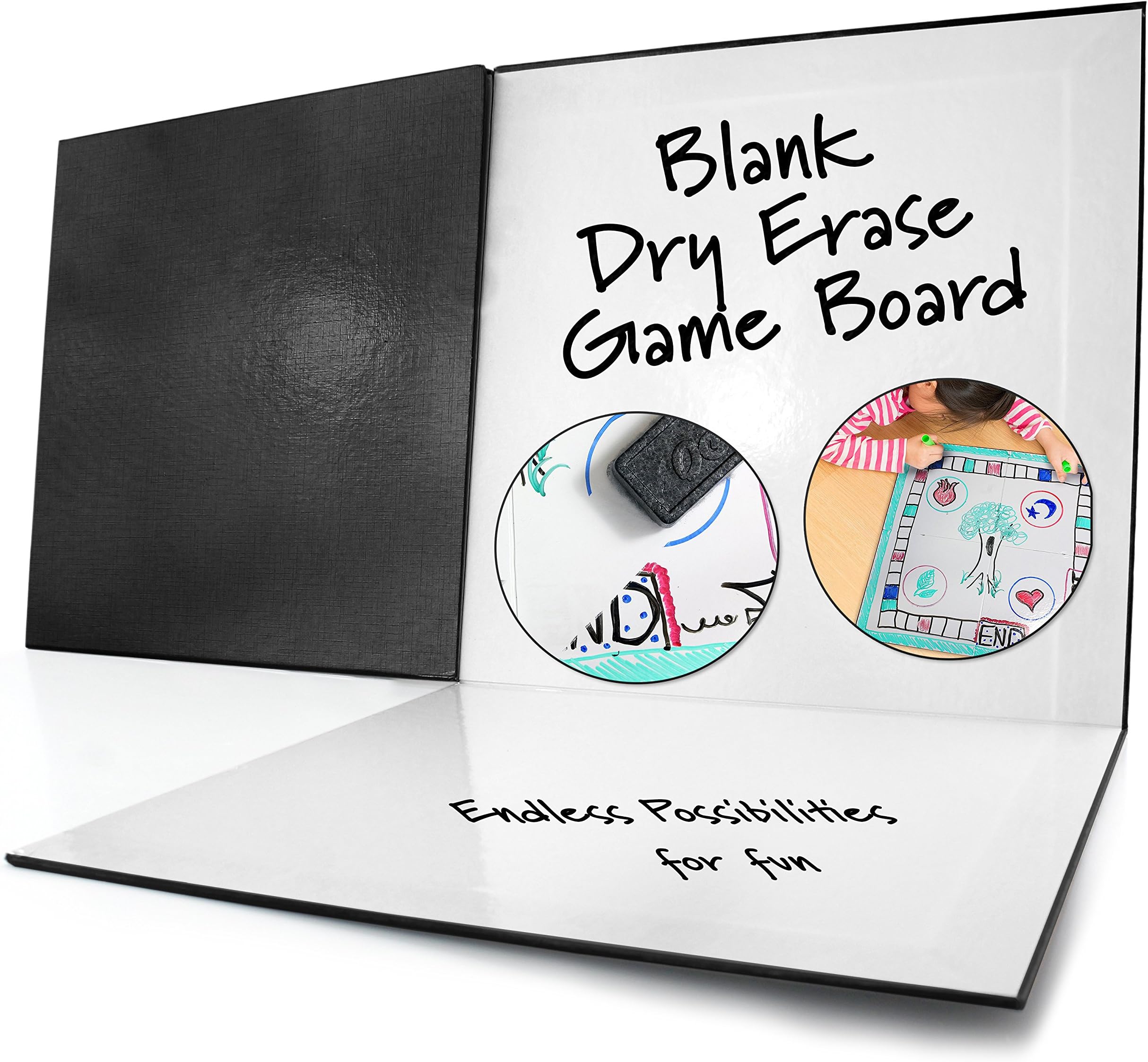 Blank Game Board Dry Erase Folding (18” x 18”); Classic Black Cover
