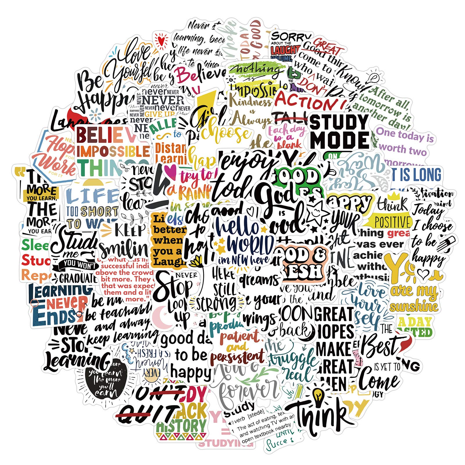 Confezione da 200 adesivi motivazionali con citazioni positive - Citazioni ispiratrici per bambini, adolescenti e adulti - In vinile impermeabile - Per bottiglie d'acqua, computer portatili,