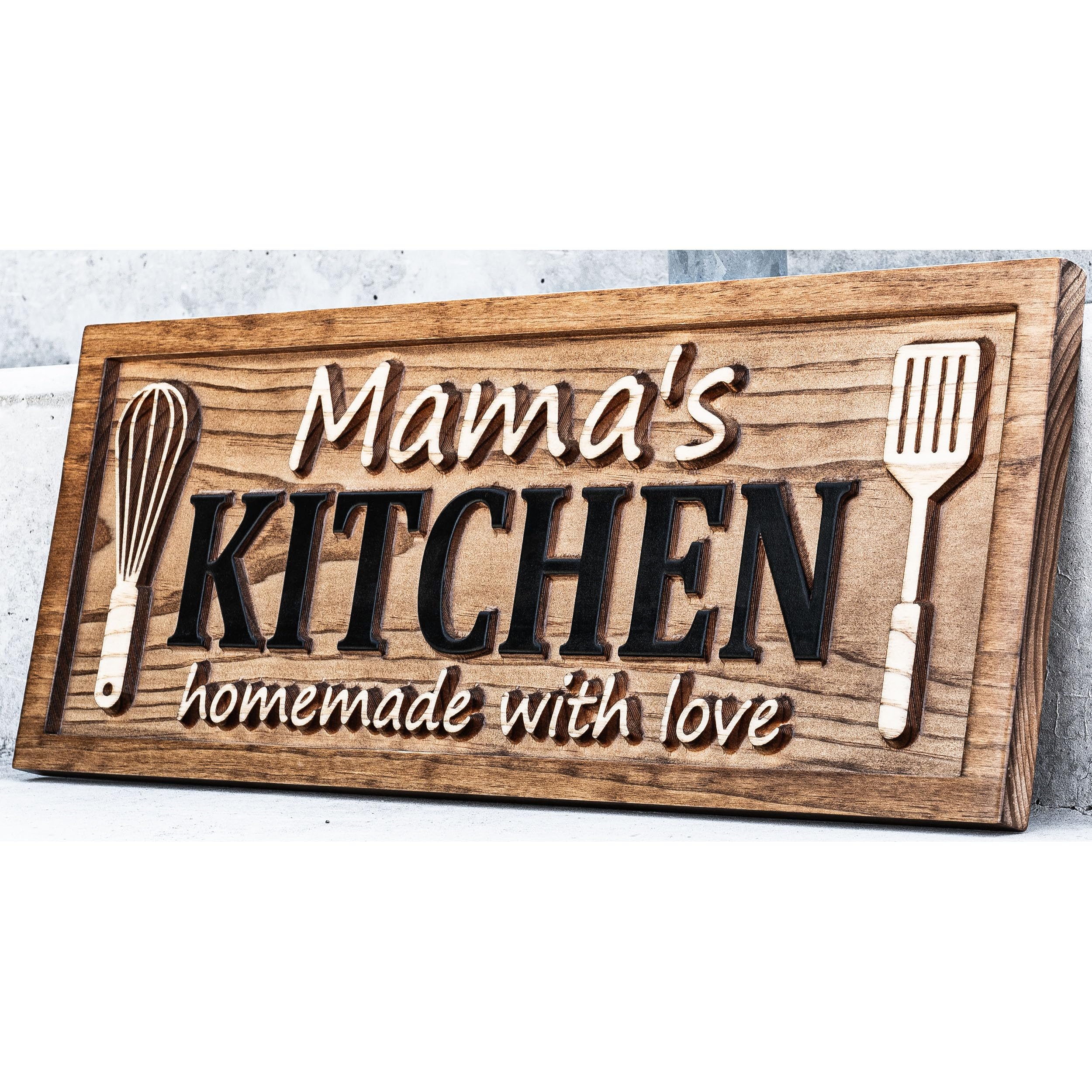 Personalized Kitchen Name Sign | Custom Mothers Day Gift for Mom Gift for Dad | Wood Kitchen Decor | Custom Name Sign Birthday Gifts for Her