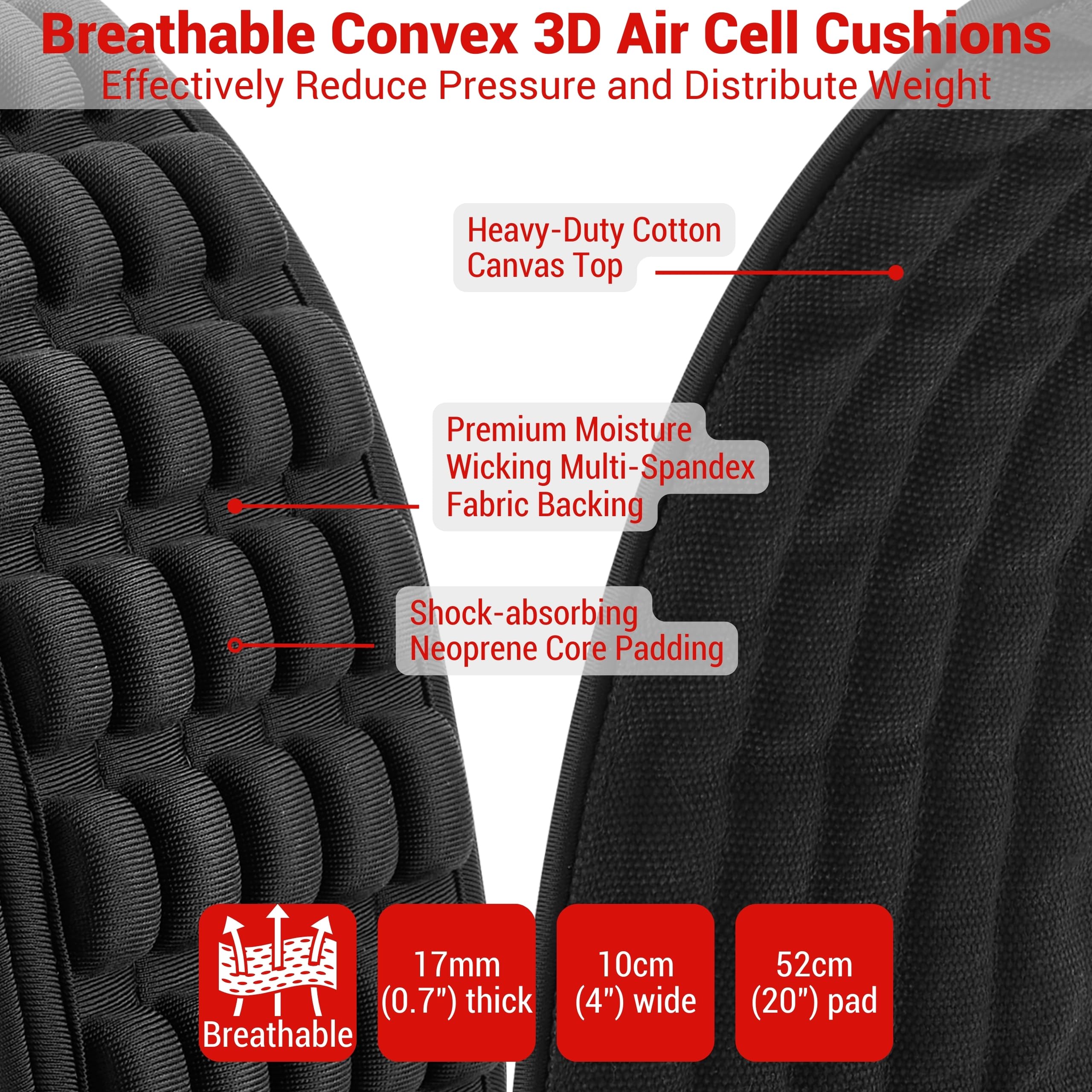 Amumu AIRAFT Bass & Guitar Strap 4'' Ultra Wide - 0,7'' Thick Breathable Convex 3D Air Cell Cushions - Neoprenowe wyściełanie - Black'