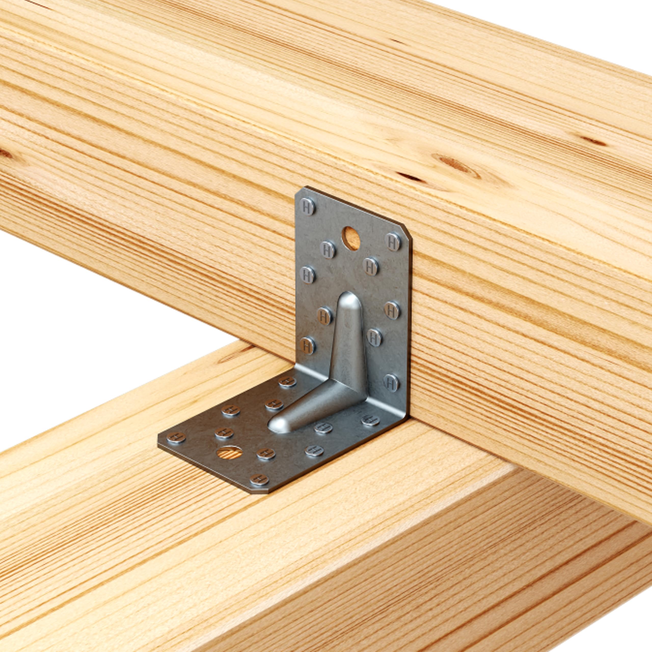 100-Stück EuP Winkelverbinder für Holzkonstruktionen, geeignet für tragende Anwendungen bis hohe Kräfte, Zulassung für vielfältige Verwendungszwecke im Bau (100, 70x70x55 mit Steg)
