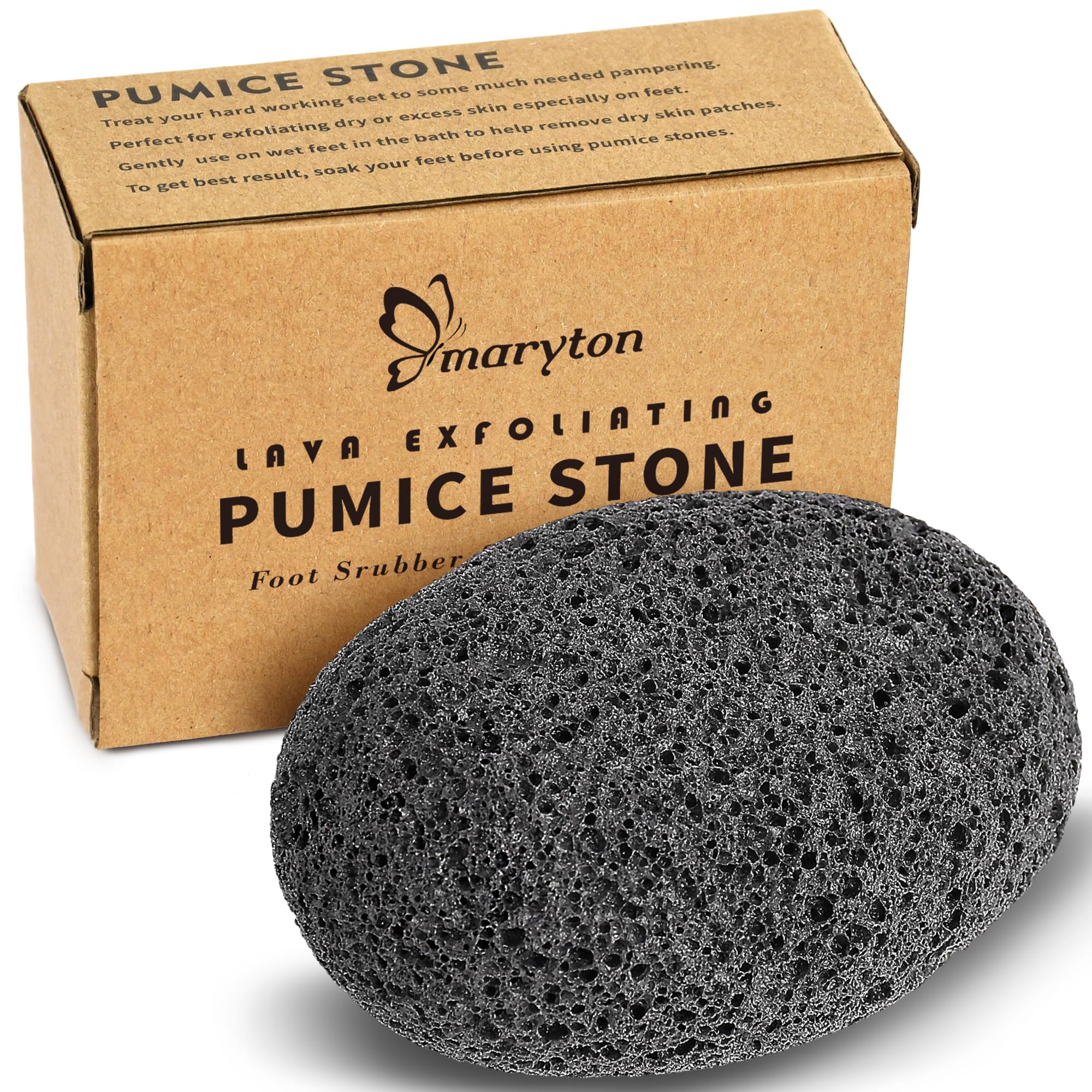 Maryton Natural Pumice Stone for Feet - Lava Foot Exfoliator Scrubber Pedicure Tools, Dead Skin Corn Callus Remover for Feet and Hands, 1 Count