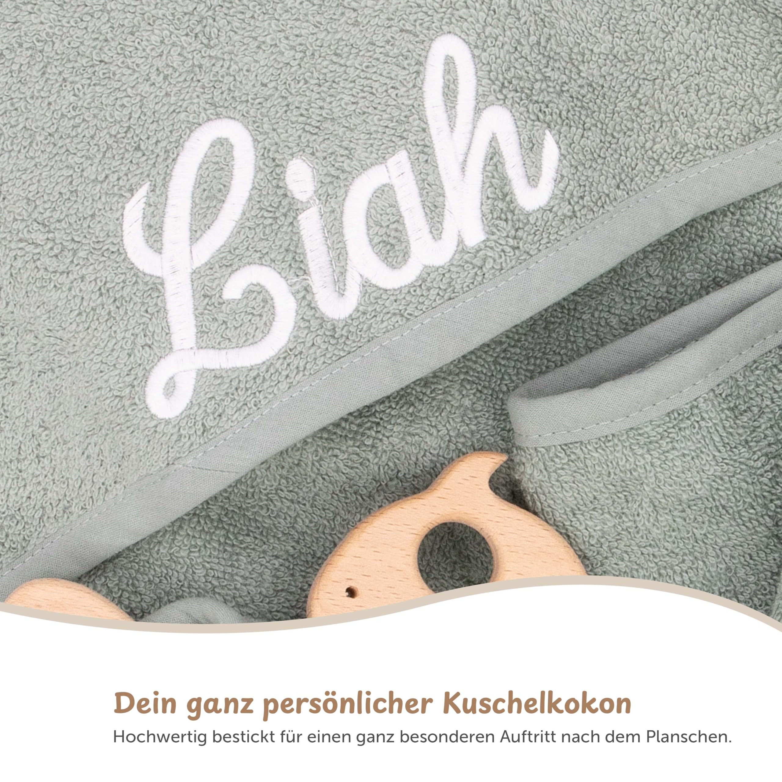 Kidsmood - personalisiertes Kapuzenhandtuch Baby | Niedliches Babyhandtuch, Bestickt mit Namen | Flauschig & sicher für zarte Babyhaut Liebevolles Geschenk zur Geburt Mädchen & Jungen (75x75 cm)