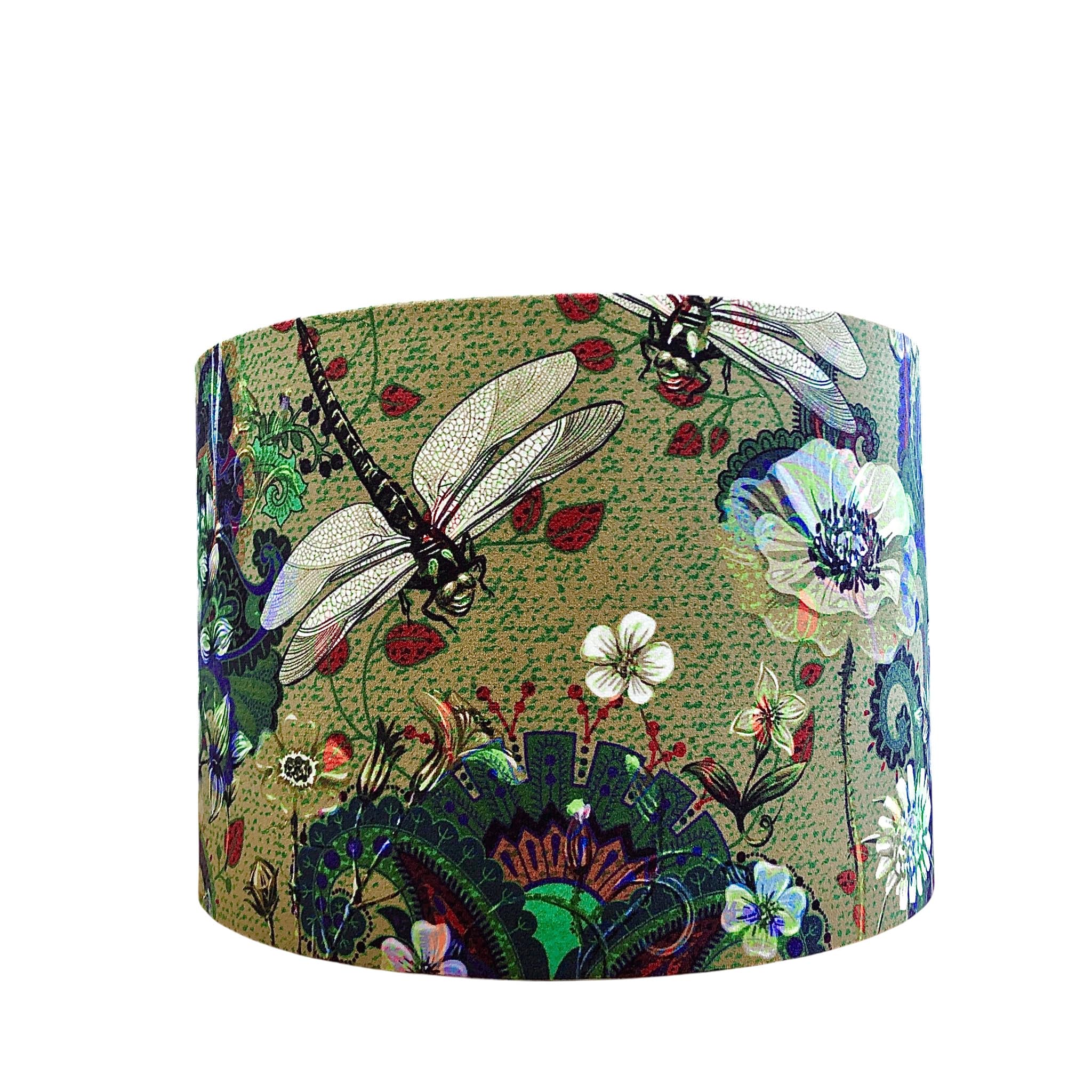 Dragonfly Lampshade Green Velvet Handmade Lampshade | 30cm | 40cm | Table Floor Ceiling light-shades… (Small (20cm Diameter), Ceiling/Pendant)