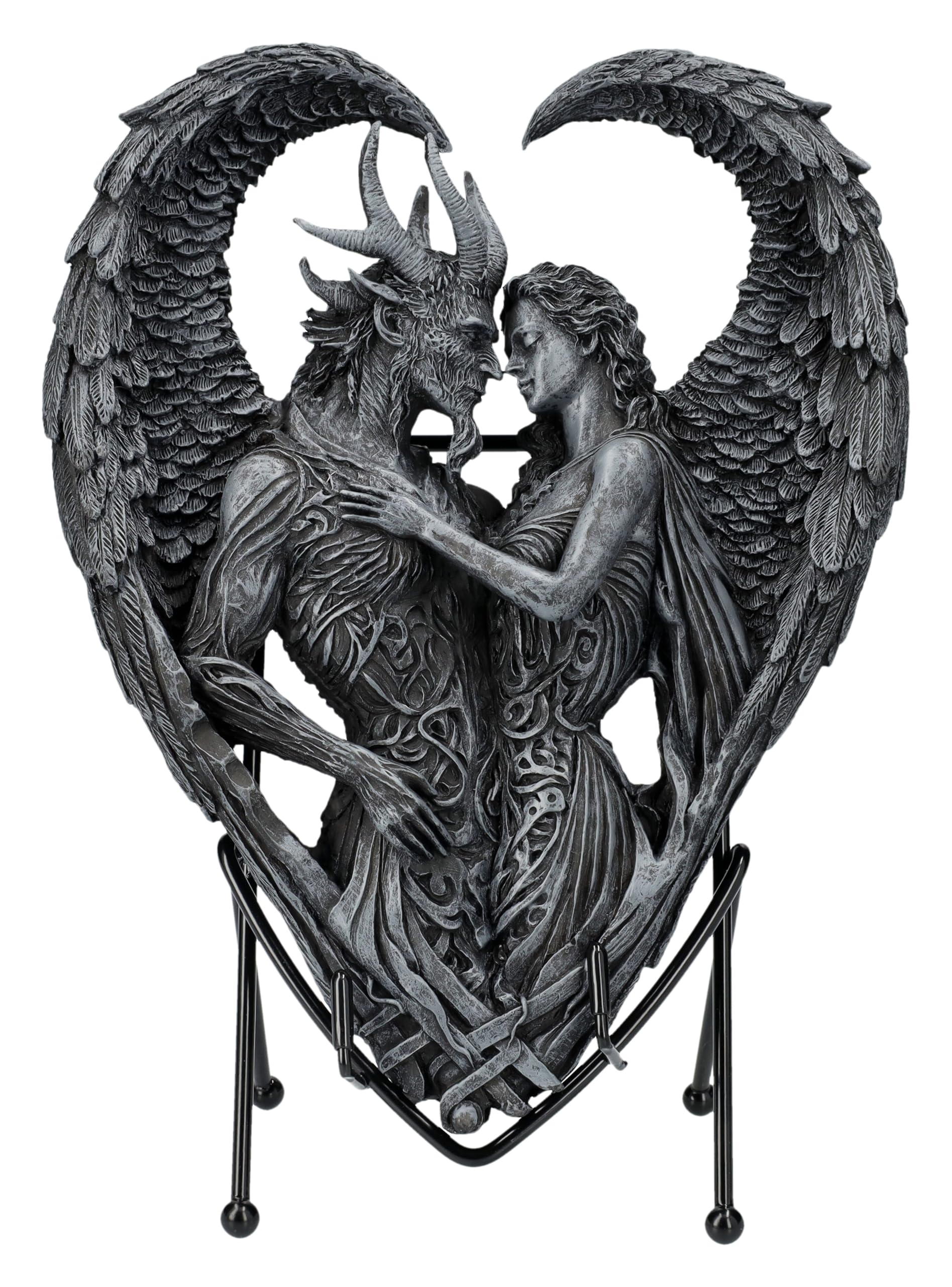 Sculpture haut de gamme Ange Démon Spiral en polyrésine noire avec support 23 cm