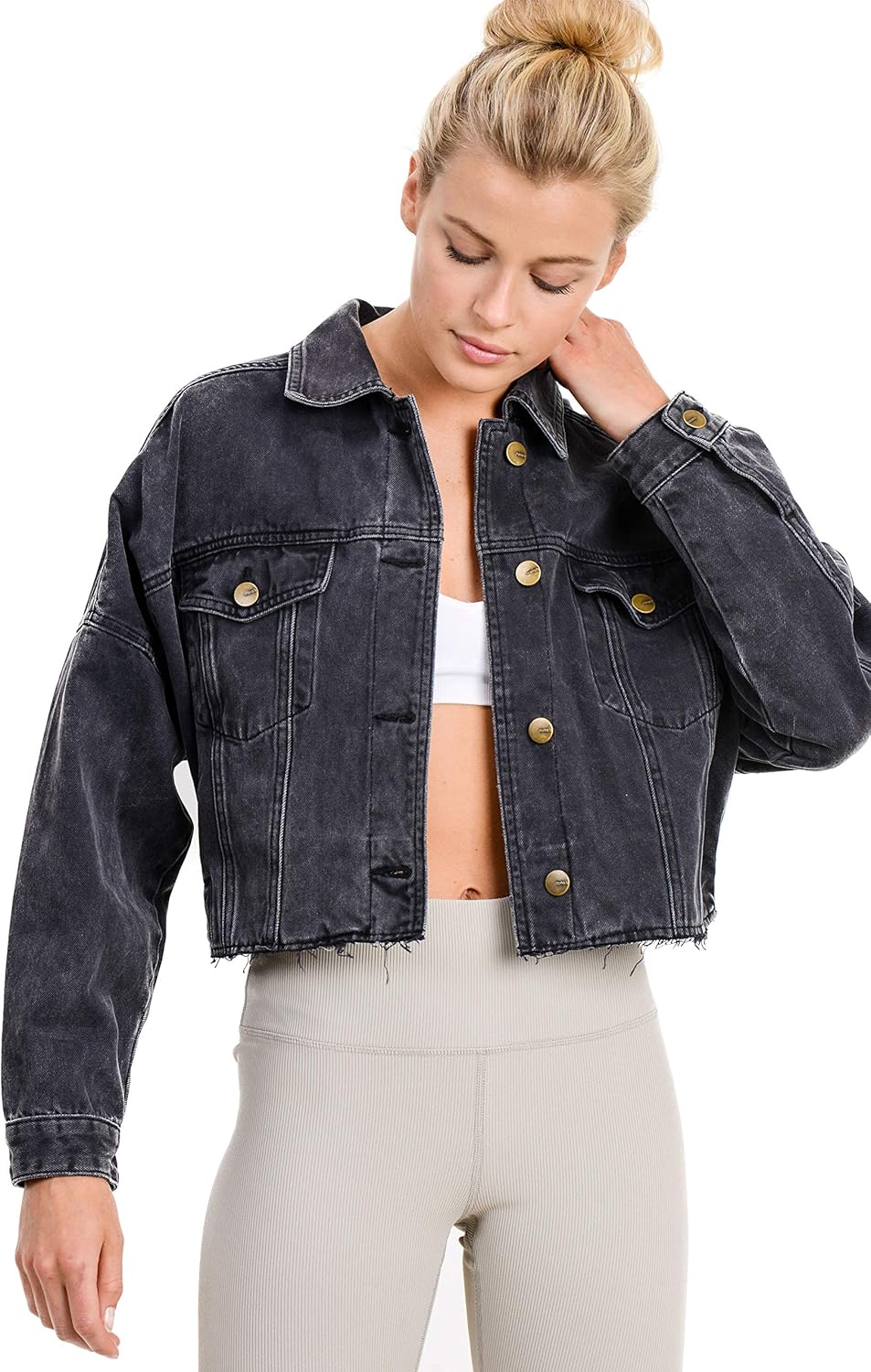 cropped denim jacket amazon