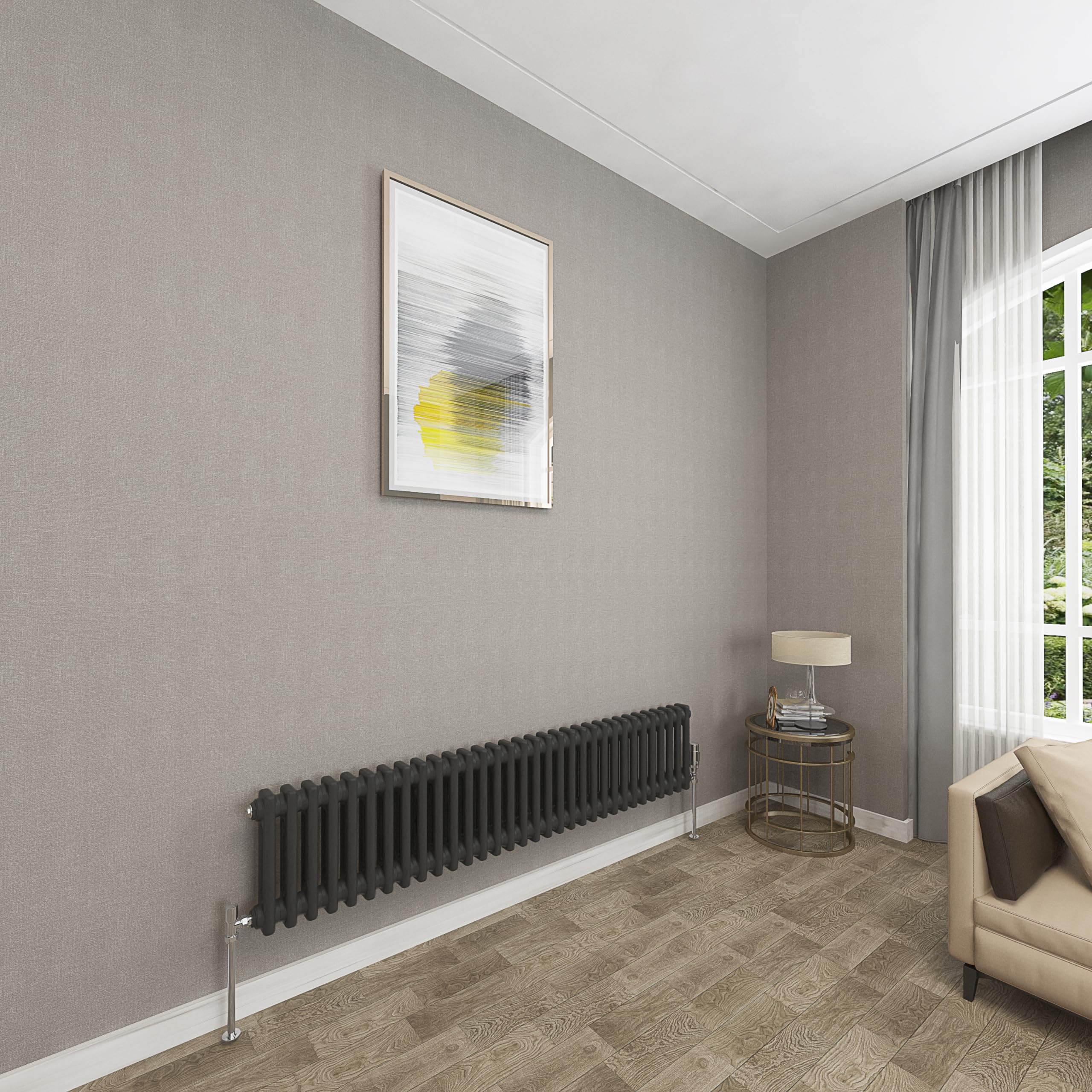 Sky bathroom 300x1460mm 2 Column Radiator Horizontal Black Cast Iron radiato Traditional Central Heating Radiator