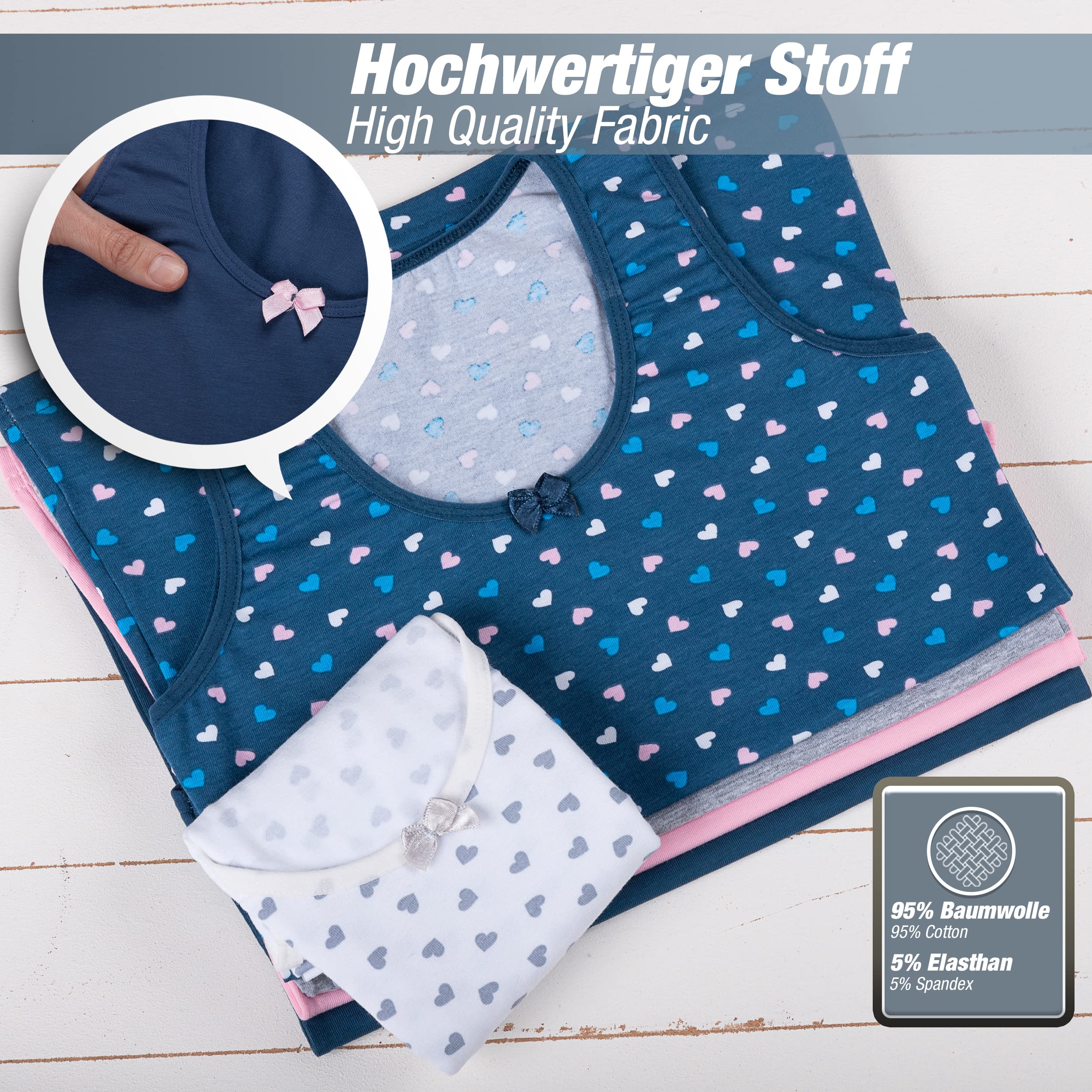 LOREZA® 5 Filles Maillot de Corps en Coton Débardeur Enfants (12-13 Ans, modèle 7)