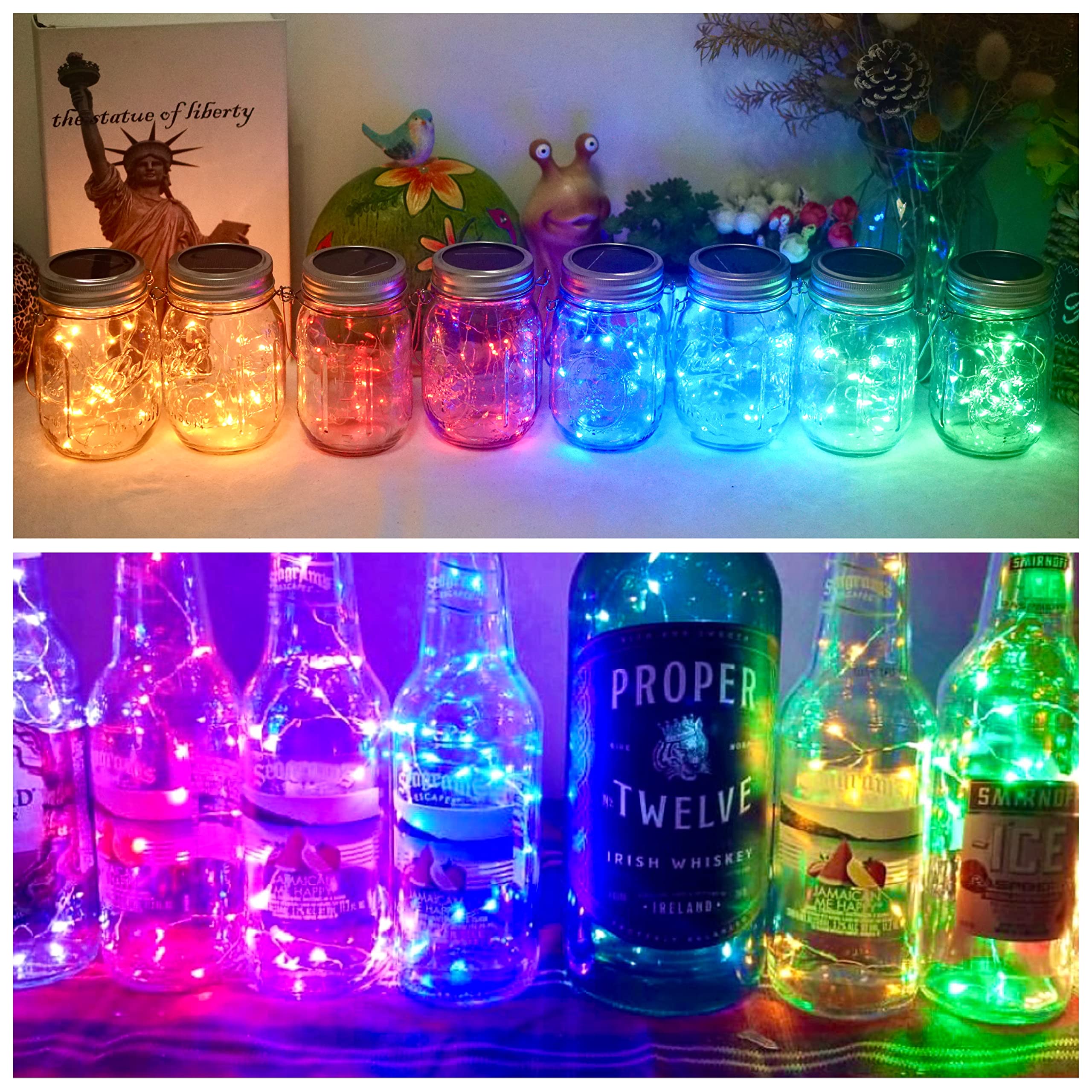 Lichterkette, 20 LEDs, batteriebetrieben, silberfarben, Kupferdraht, Sternenlichterkette, für DIY, Party, Weihnachten, Kostüm, Hochzeit, Ostern, Tischdekoration (mehrfarbig)