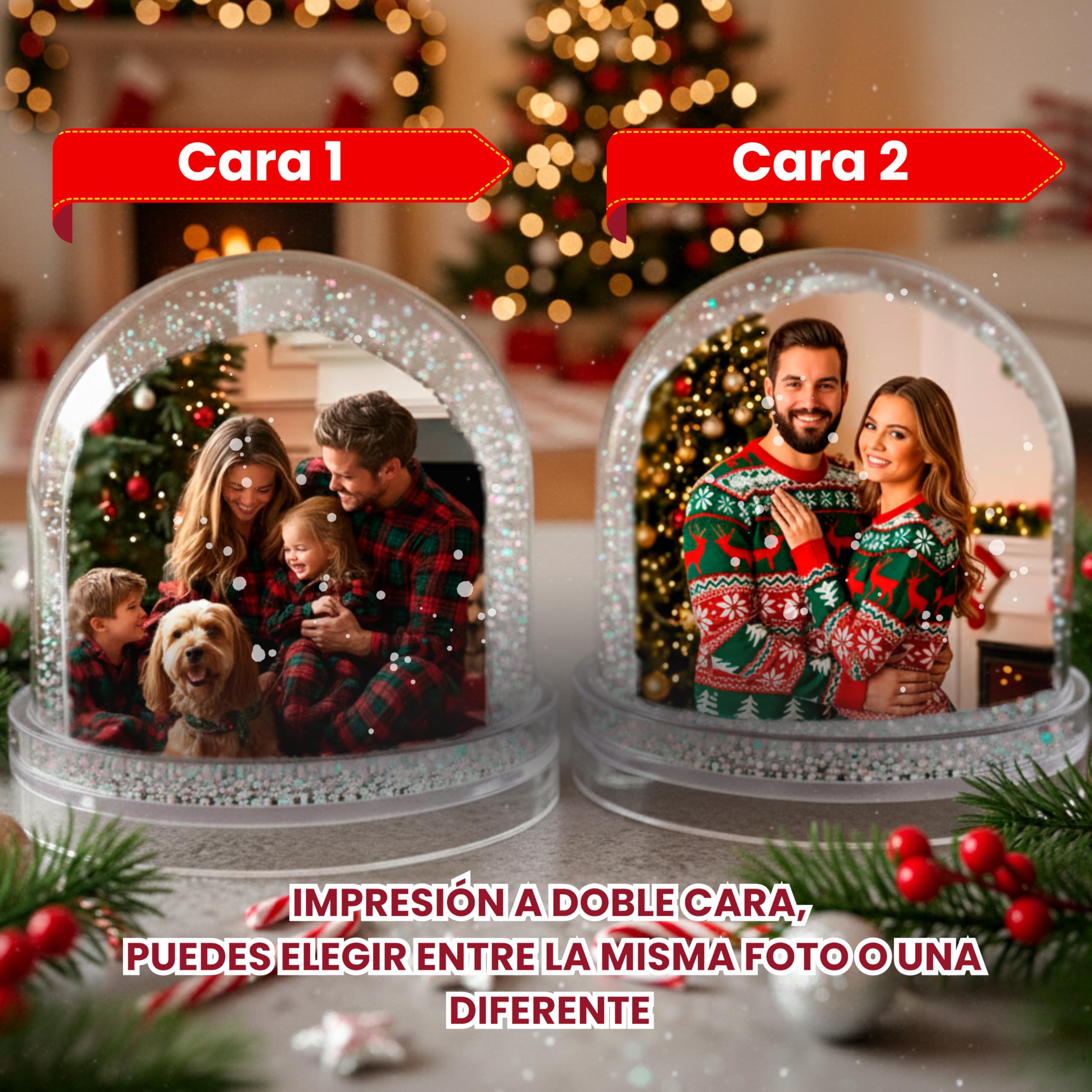 Adornos NAVIDEÑOS Personalizados | Bola de Nieve Decorativa | Globo de Nieve Personalizado | Regalo Navideño Original y Artesanal | Decoración Navideña con Diseño Invernal