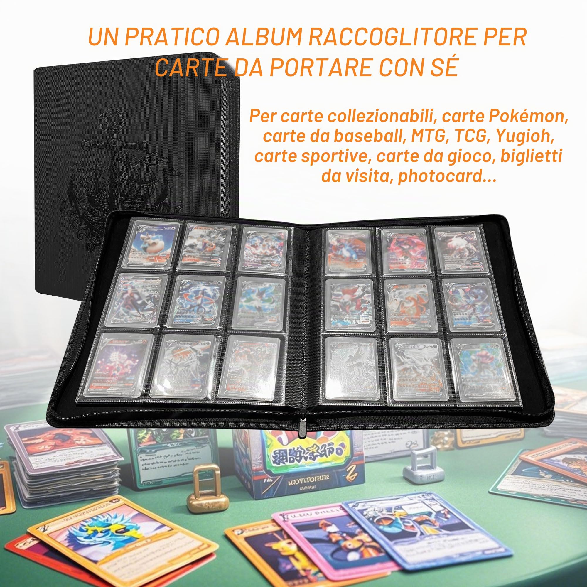 TopLoader Raccoglitore per Collezione di Carte - 9 Tasche, Contiene 288 Carte da 7,6 x 10,2 cm, Album per MTG, TCG e Giochi da Tavolo (Classico-01)