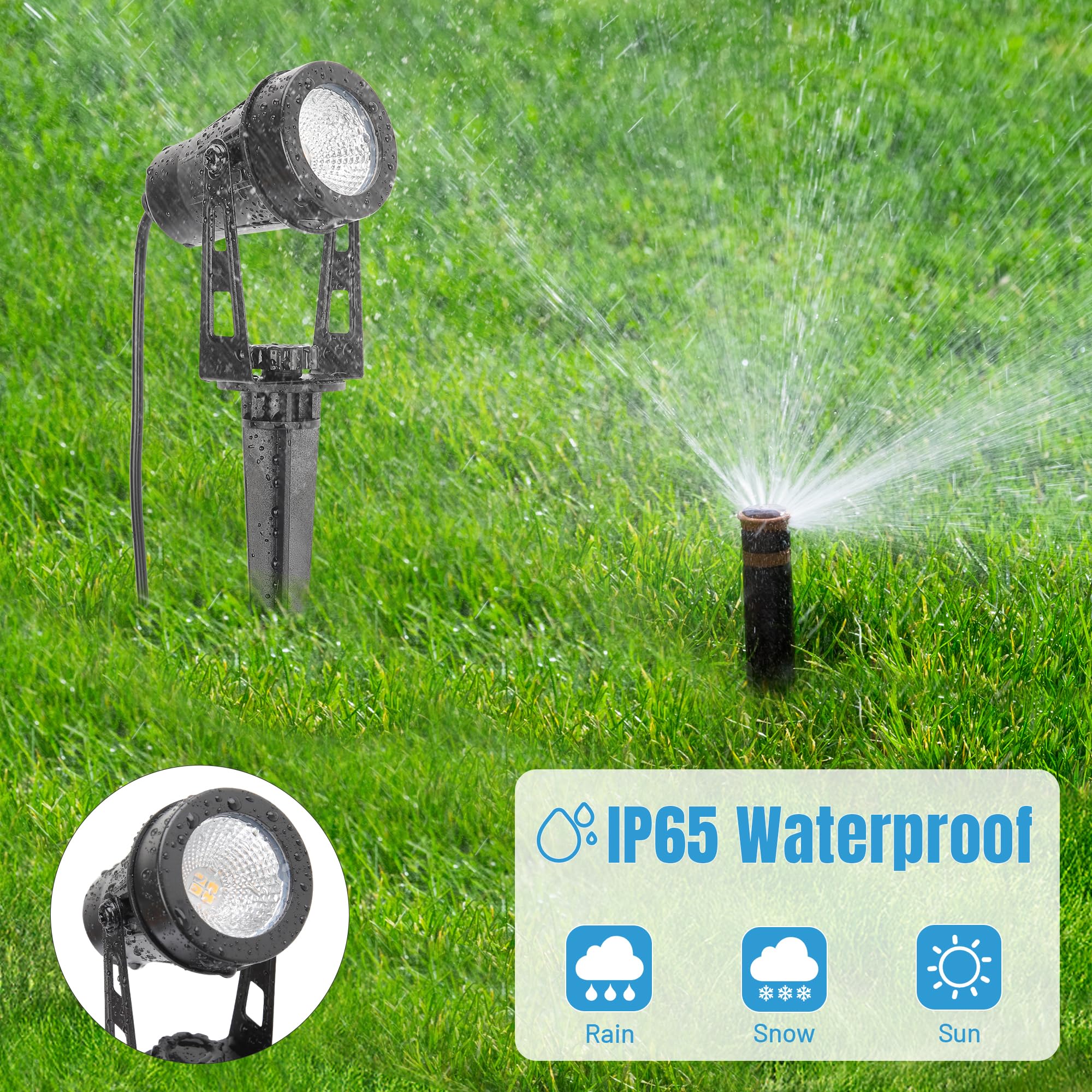 Gartenbeleuchtung Mit Strom, 8er Pack/14M Gartenstrahler Led Außen Wasserdicht mit Zeitschaltuhr und Lichtsensor Funktion, 3000K Weiß 12V IP65 Strahler Außen für Gartenweg, Terrasse, Bäume