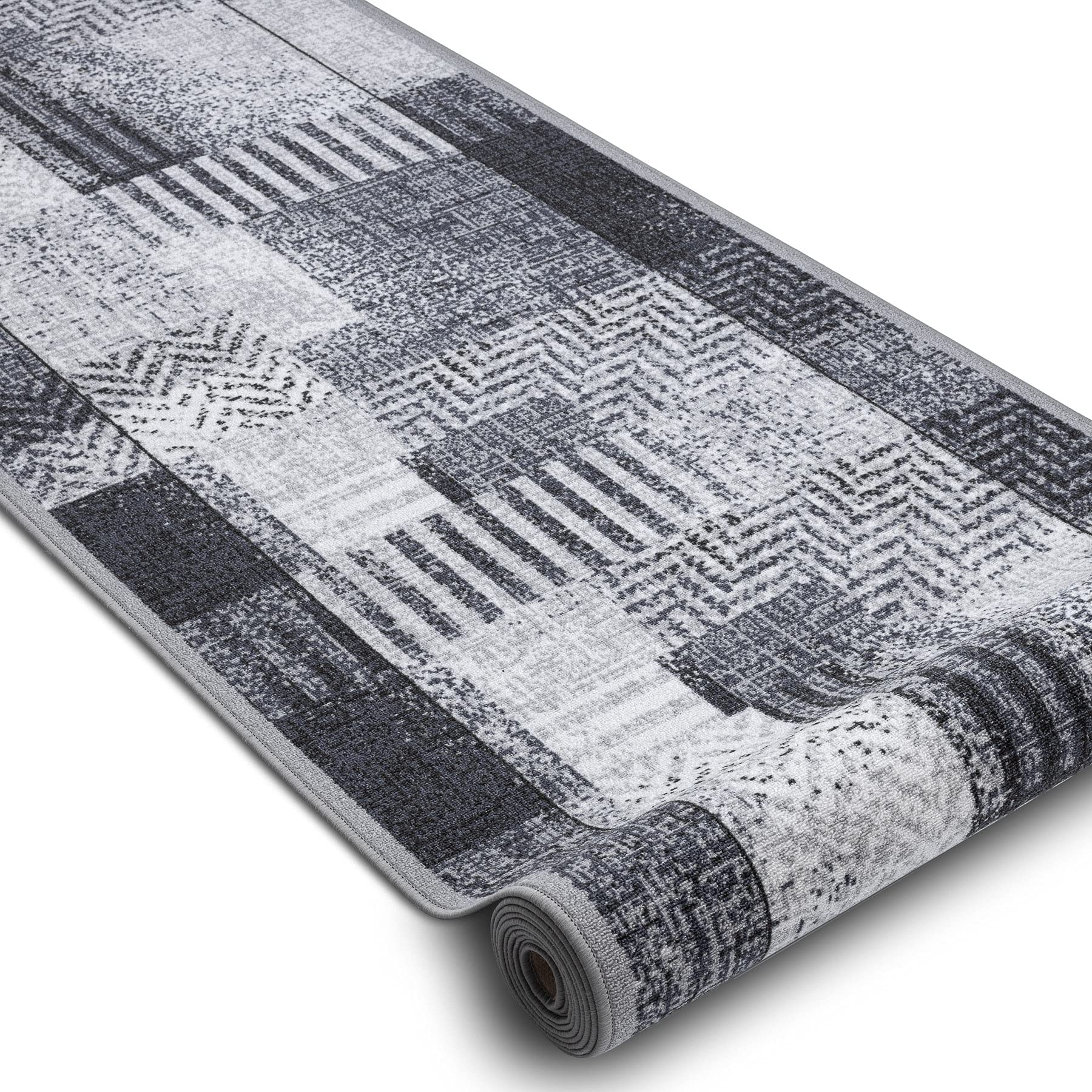 rugsx Tapis de Couloir Essenza - Antidérapant, Moderne et Durable, idéal pour la Cuisine, Le Hall et Le Couloir, Gris 100x410 cm