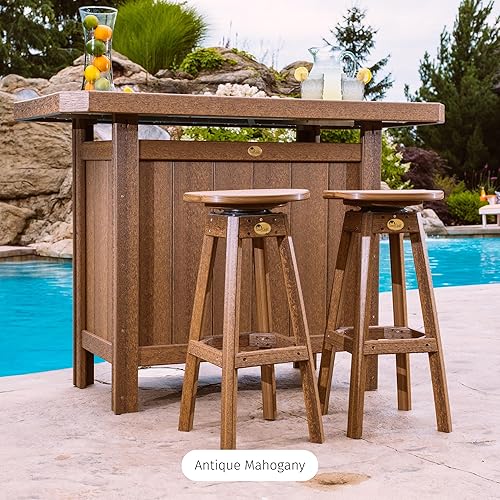 Miniatura 6 de LuxCraft Mesa de bar de poliéster para exteriores, fabricada con plásticos reciclados, fabricada en Estados Unidos (caoba antigua y negro)