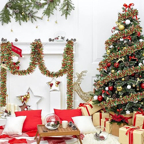 Miniatura 6 de Dingion Guirnaldas de oropel de Navidad de 59 pies con torsión metálica, guirnalda colgante para Halloween, árbol de Navidad, suministros de fiesta,