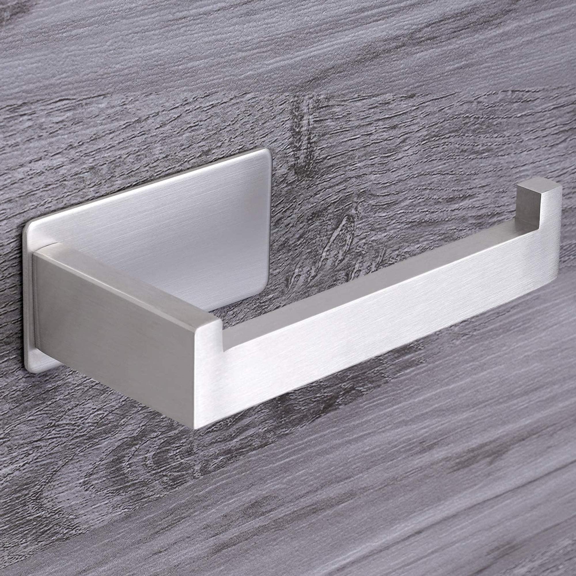 QeekzeelToilet Roll Holder, Stick on Wall Mount Toilet Paper Holder Self Adhesive Stainless Steel Brushed Rolls Holder for Bathroom Kitchen
