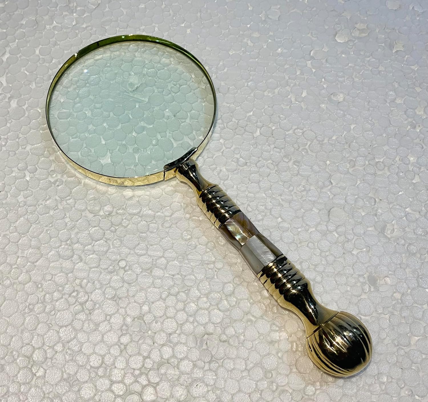 Stylish Brass & Mother of Pearl Magnifying Glass Magnifier Map Reading Gift for Husband, Gift for Him Vintage Gift Item