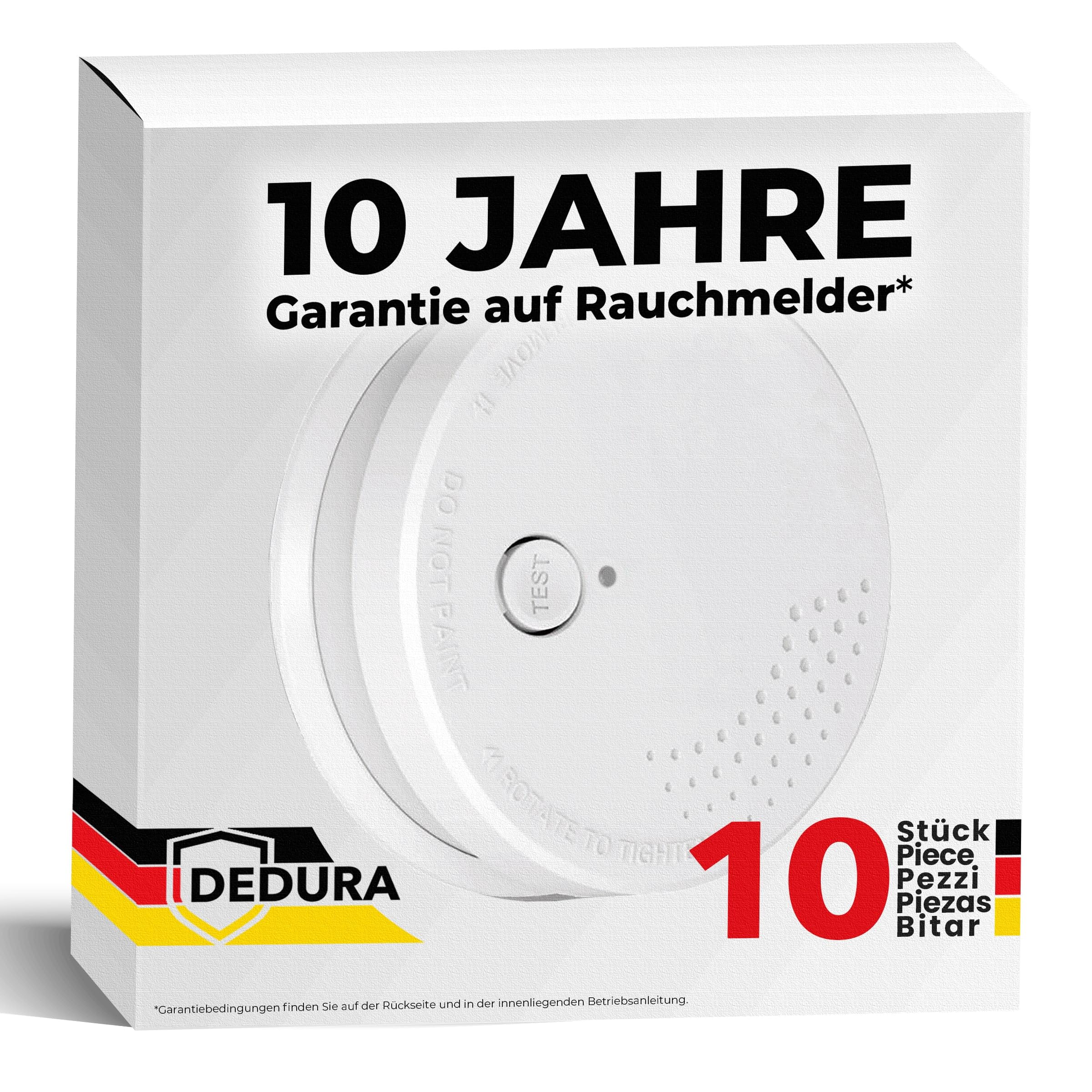 Lot de 10 détecteurs de fumée – Garantie 10 Ans, Piles 9V remplaçables – Certifiés BSI Selon la Norme en 14604, détecteurs avertisseurs autonomes de fumée (DAAF) et détecteurs d'incendie