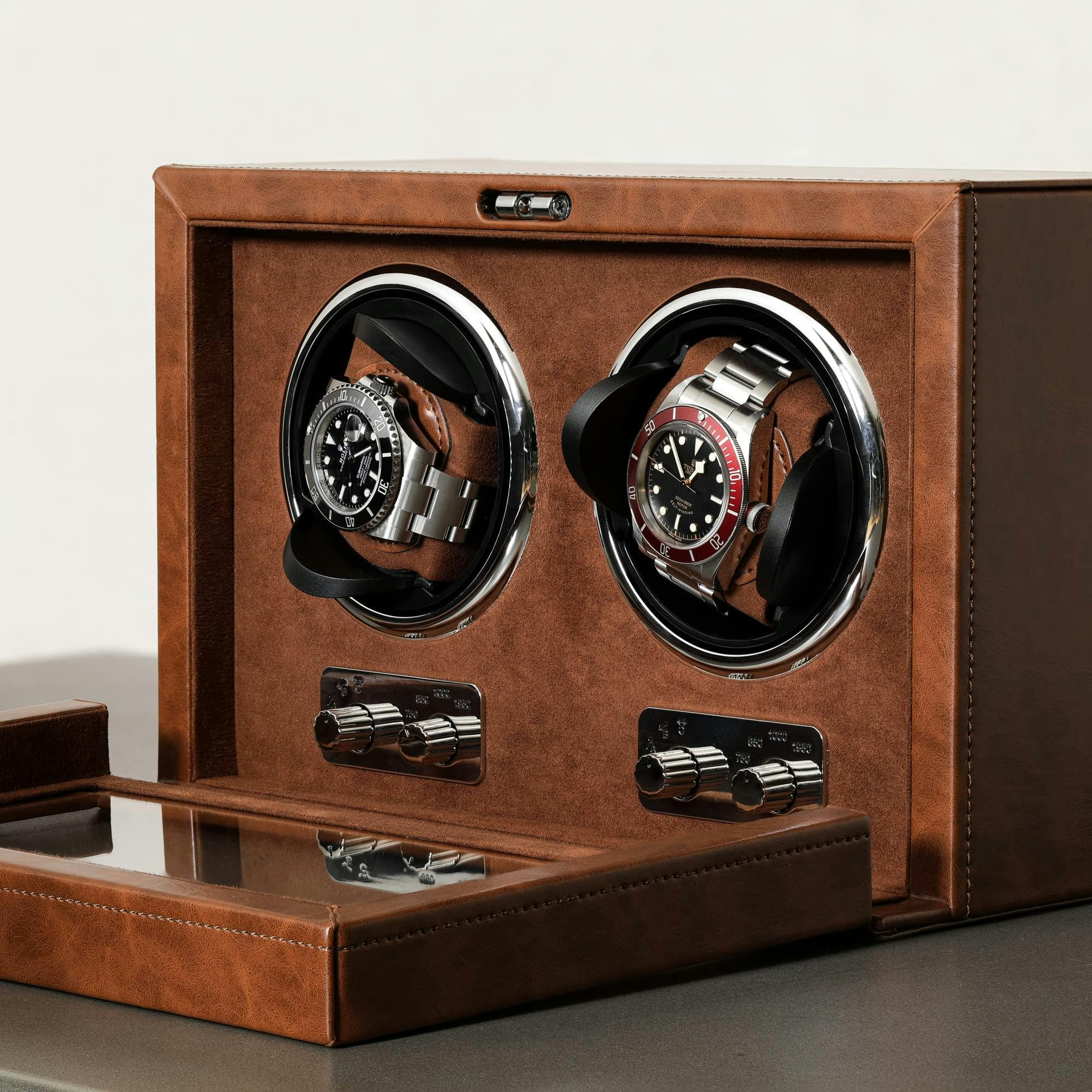 ROTHWELL Double Watch Winder pour Montres Automatiques avec Moteur Silencieux et Multiples Vitesses et Réglages de Rotation