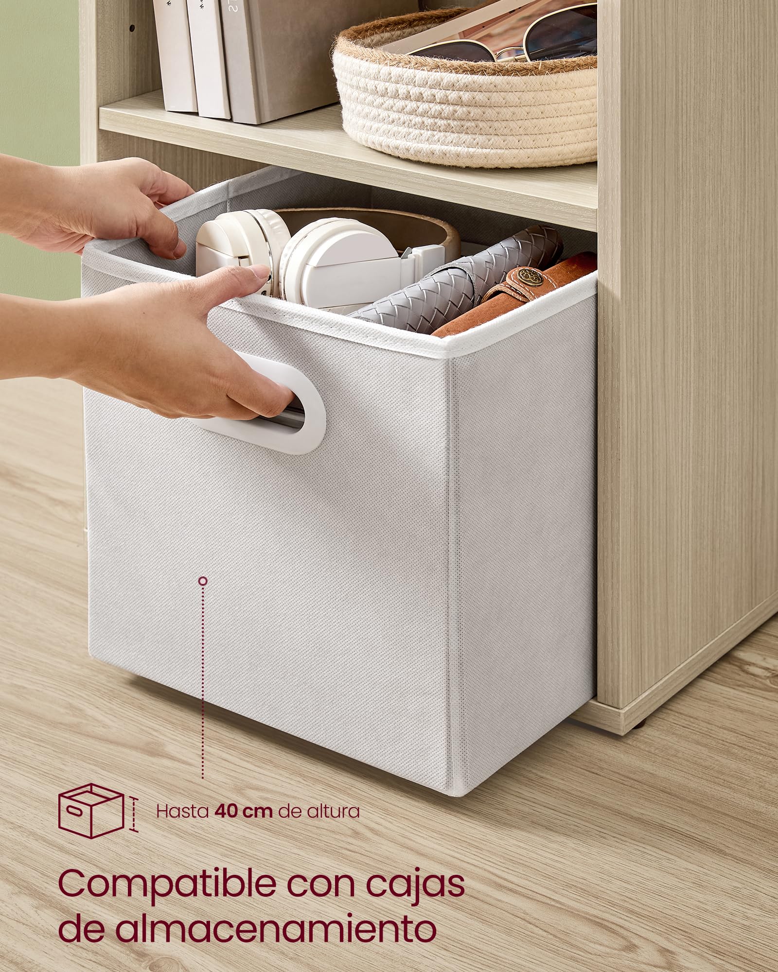 VASAGLE Estantería, Librería de 6 Niveles, Estantería de Almacenamiento Abierto, 24 x 40 x 178,5 cm, para Sala de Estar, Estudio, Comedor, Beige Natural LBC167L01