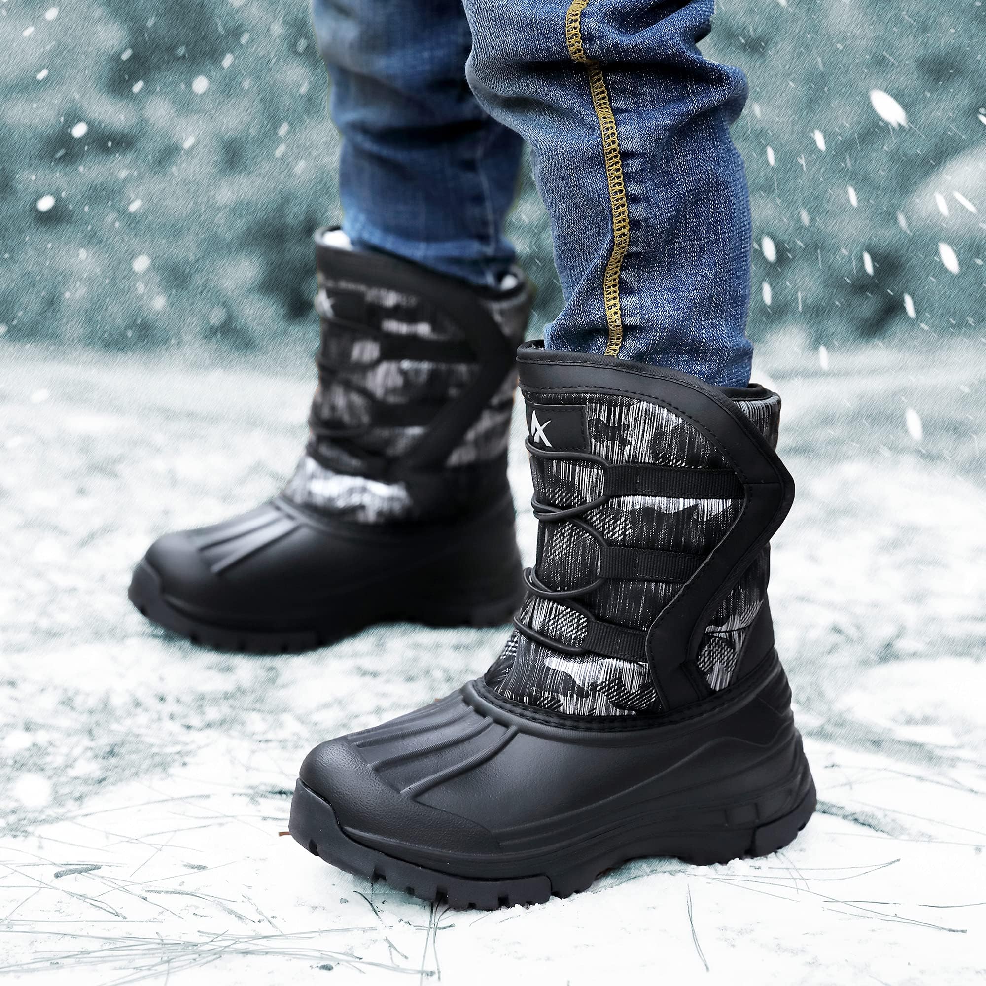 Botas de nieve para Niños Calentar Forrados de Piel Botas Impermeables y Antideslizante Invierno Botas Unisexo 28-40EU