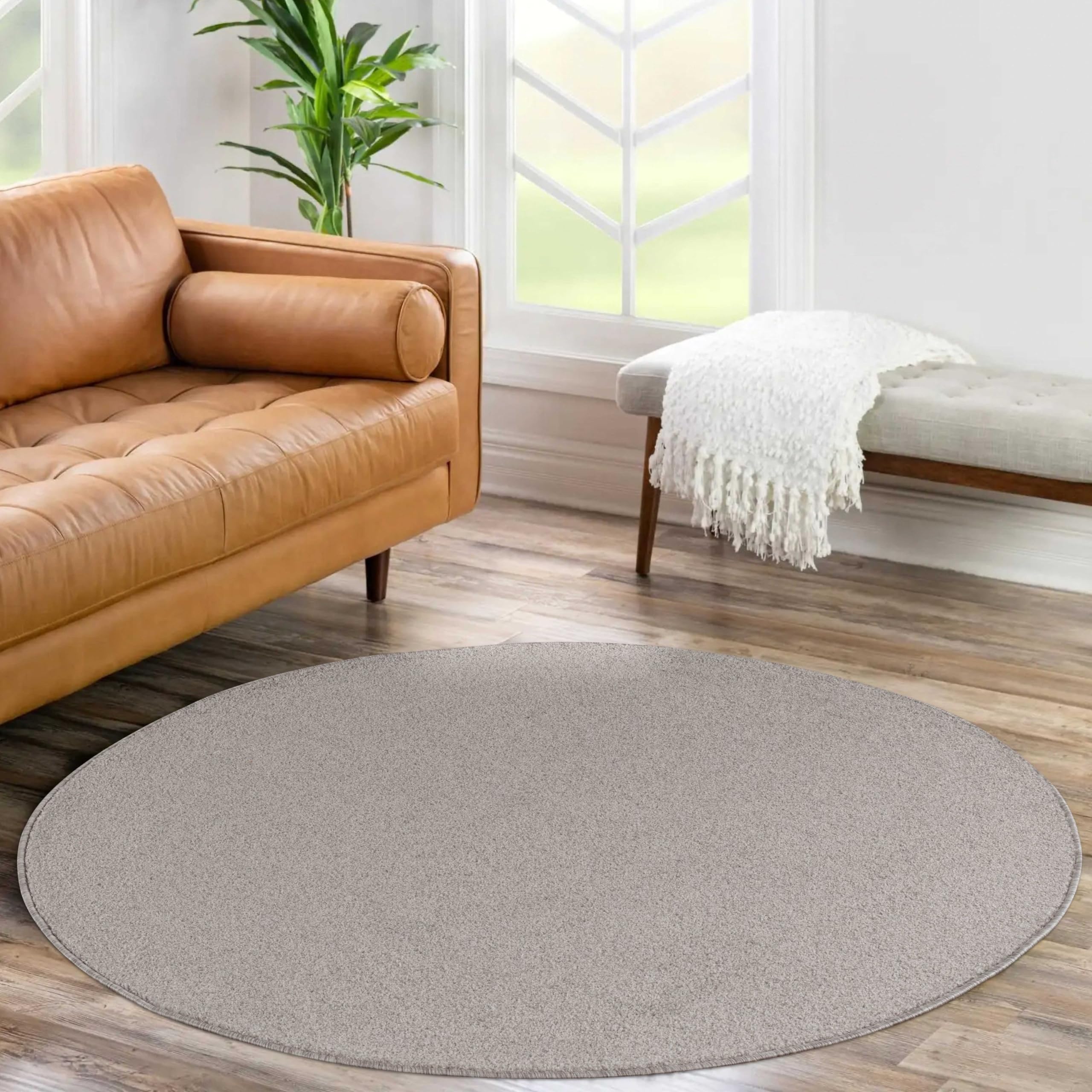 HomebyHome Alfombra de Pelo Corto Alfombra óptica Gabbeh para Dormitorio y salón, Color:Beige, Tamaño:120 cm Redondo