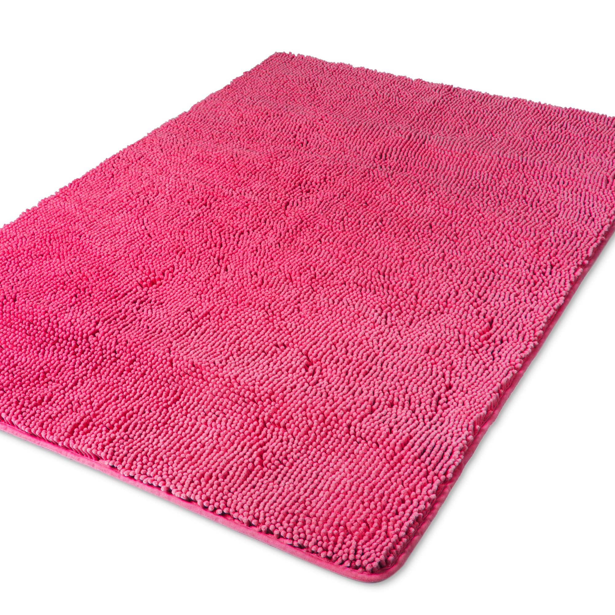 Yeaban Chenille Hot Pink Bathroom Rug 40"x60",Non-Slip Rubber Backing — image 1